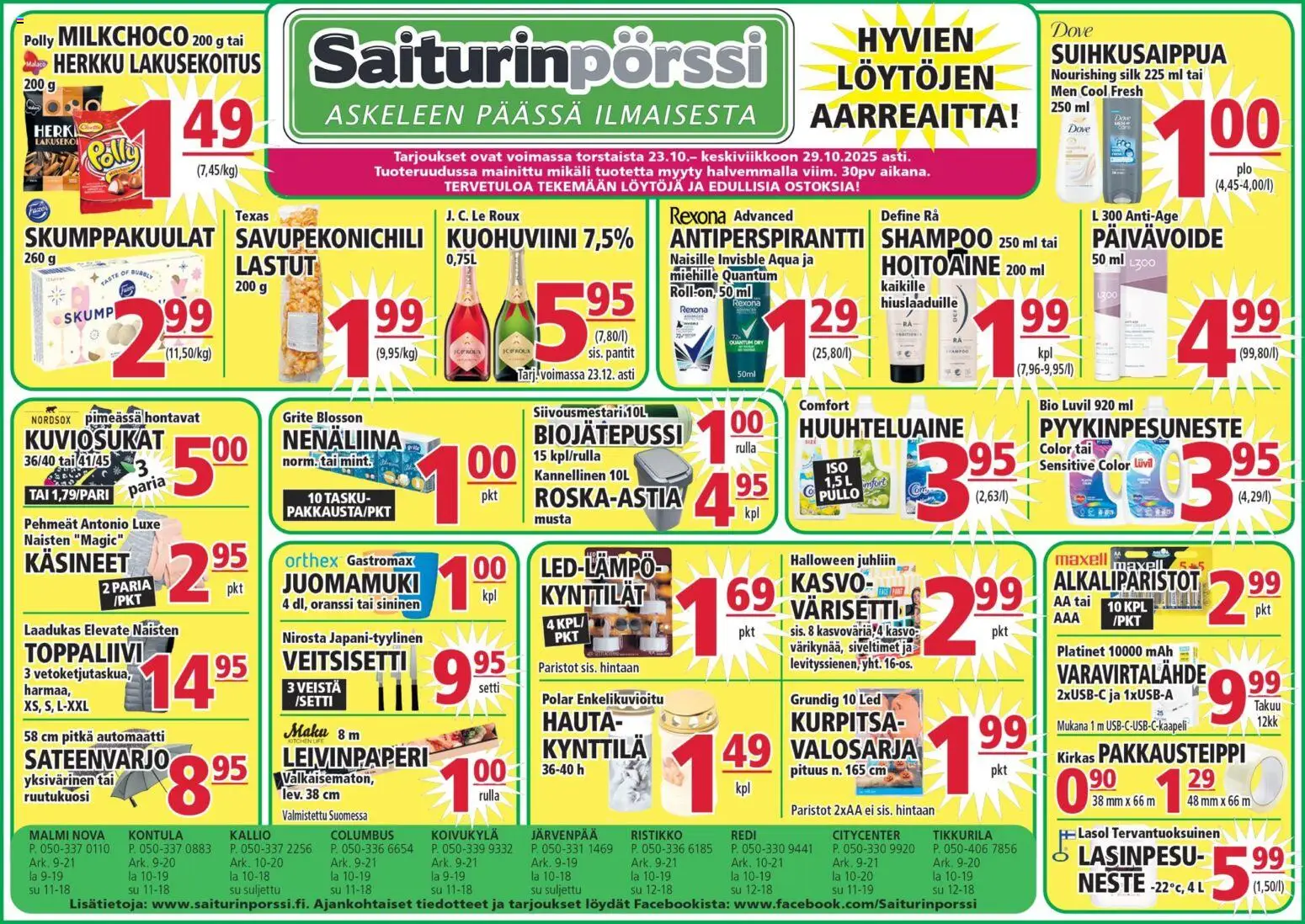 Saiturinpörssi tarjoukset - sivu 1- voimassa alkaen 23/10/2025