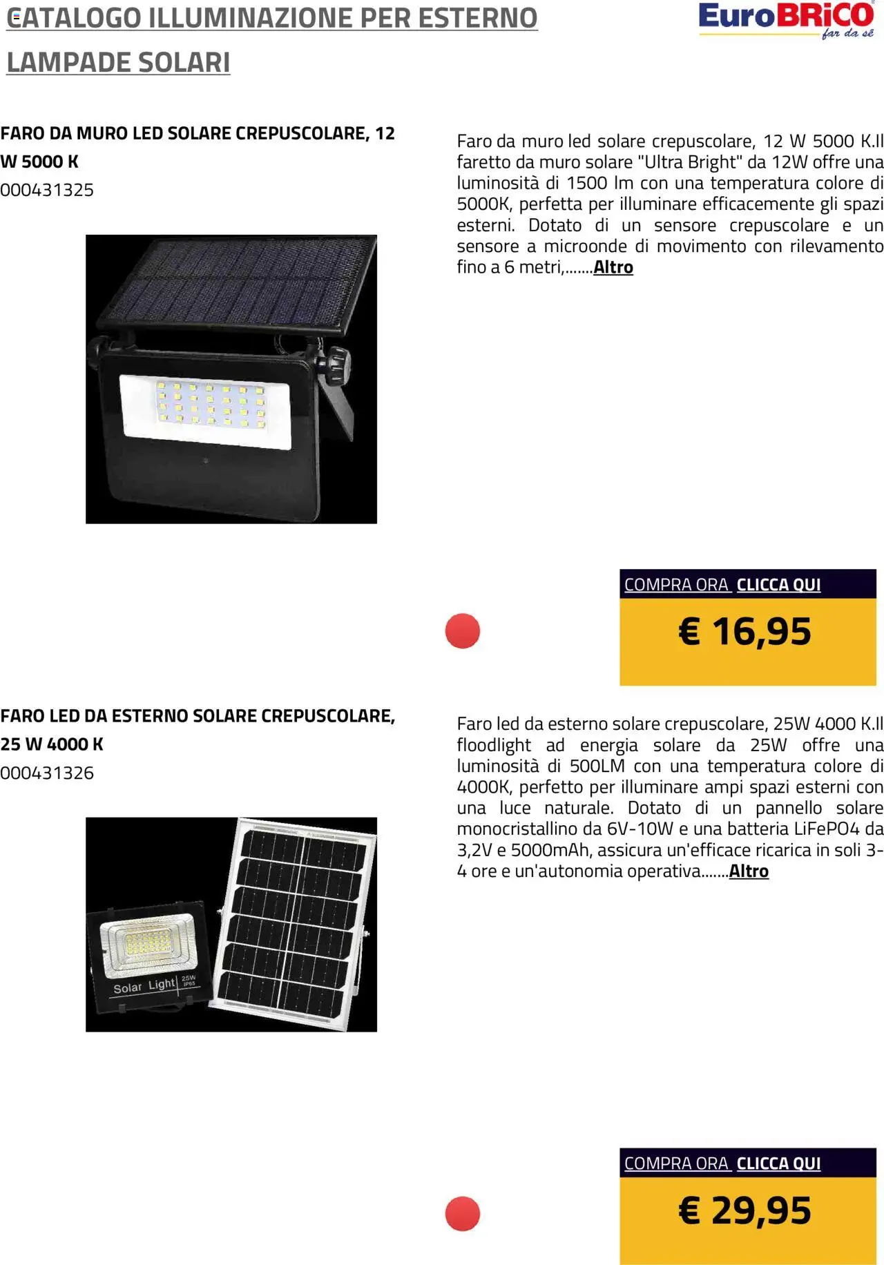 Eurobrico Illuminazione da esterno Lampade Solari catalogo - pagina 45 - valido dal 23/07/2025