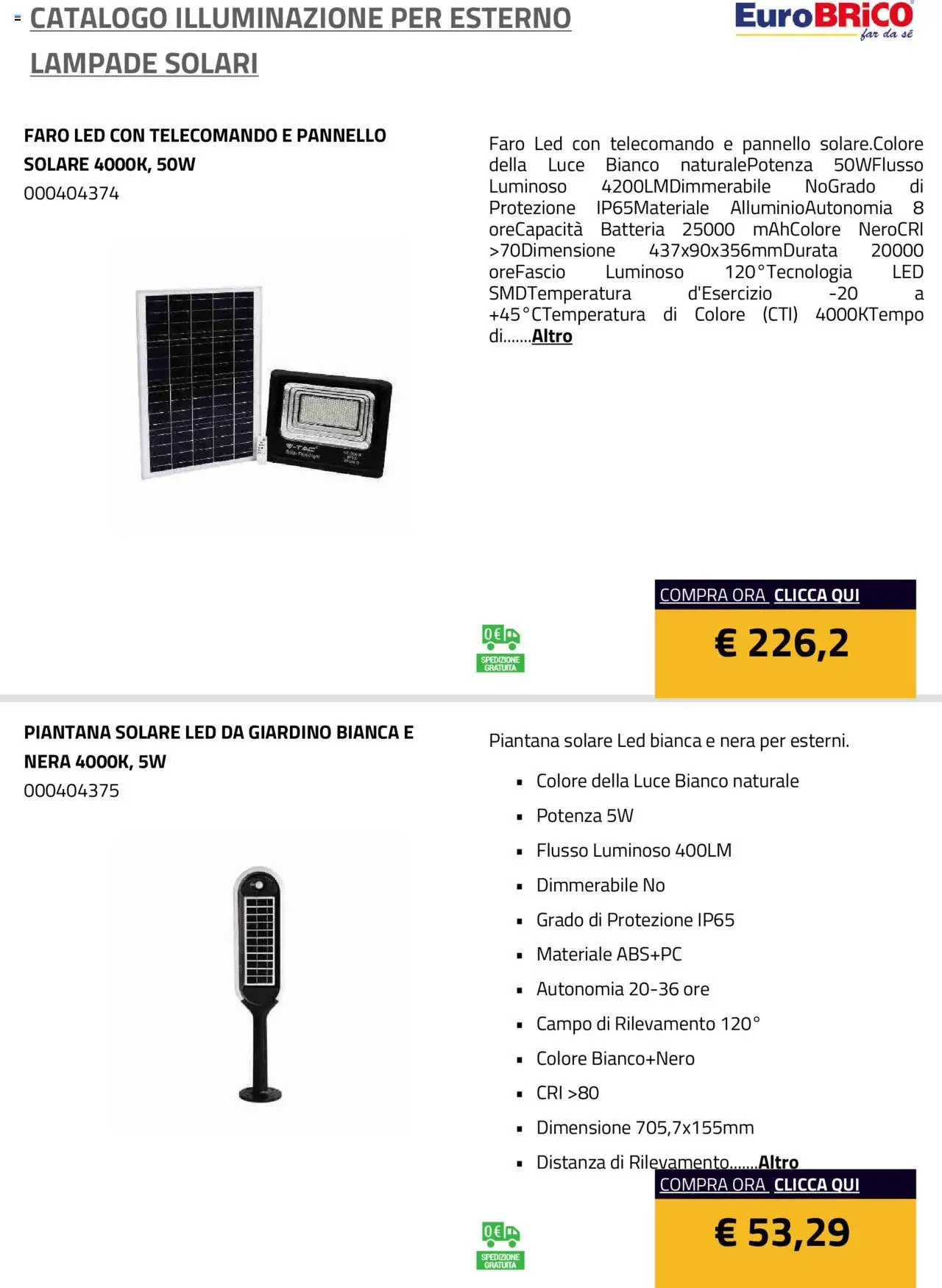 Eurobrico Illuminazione da esterno Lampade Solari catalogo - pagina 16 - valido dal 23/07/2025