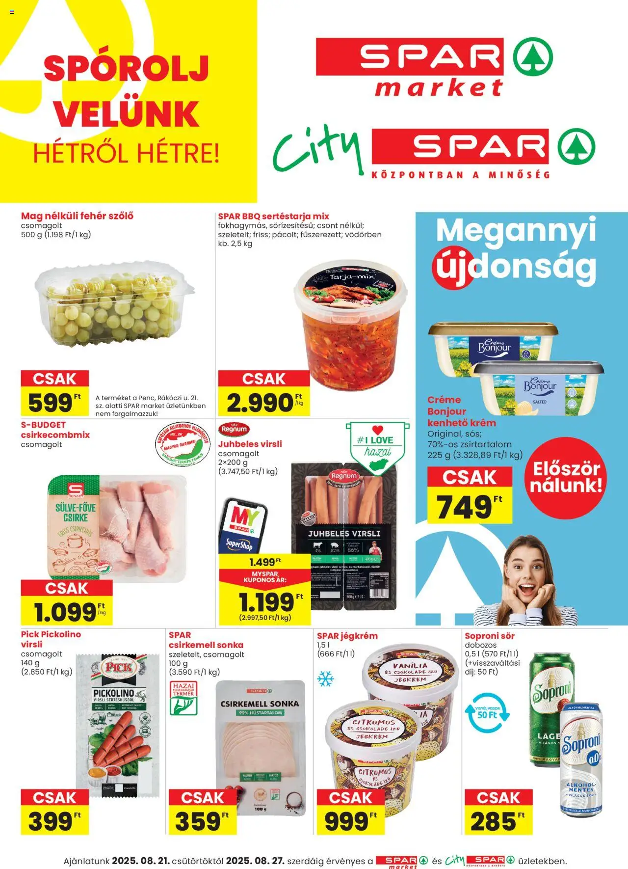Spar Market Akciós újság - 1oldal - érvényes 2025.08.21.-tól