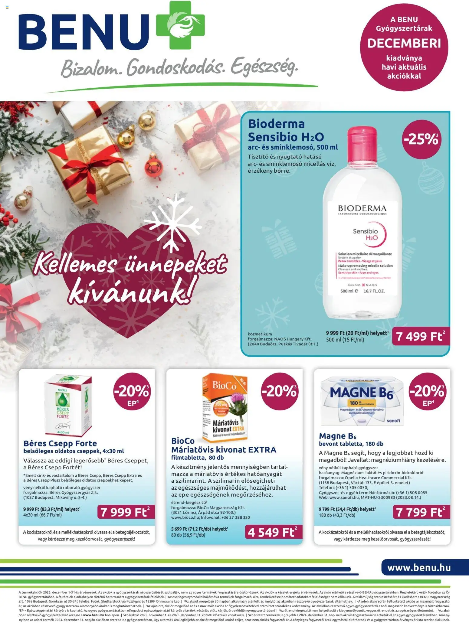 BENU Gyógyszertárak Akciós újság - 1oldal - érvényes 2025.12.01.-tól