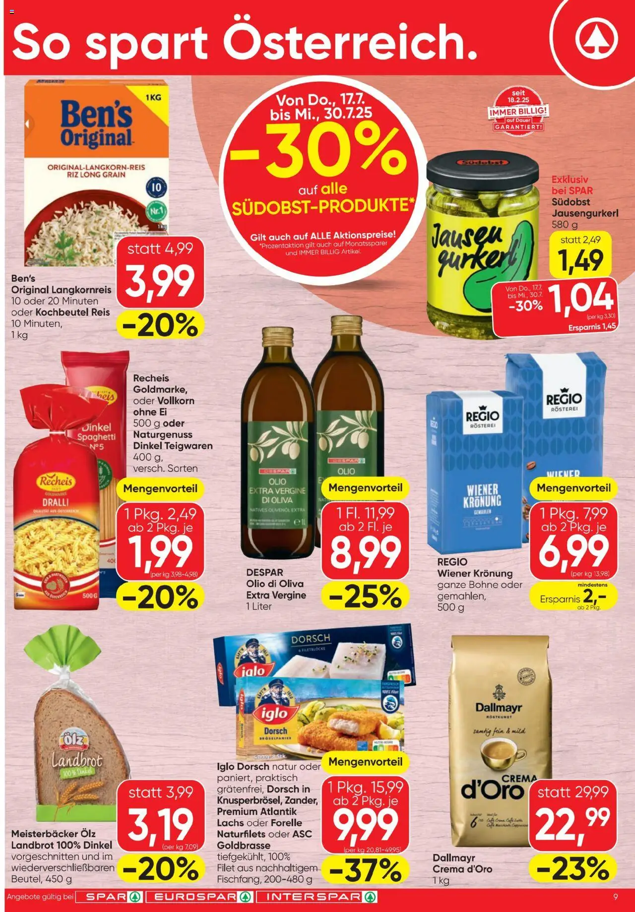 Spar Flugblatt - Seite 9- gültig ab 17.07.2025