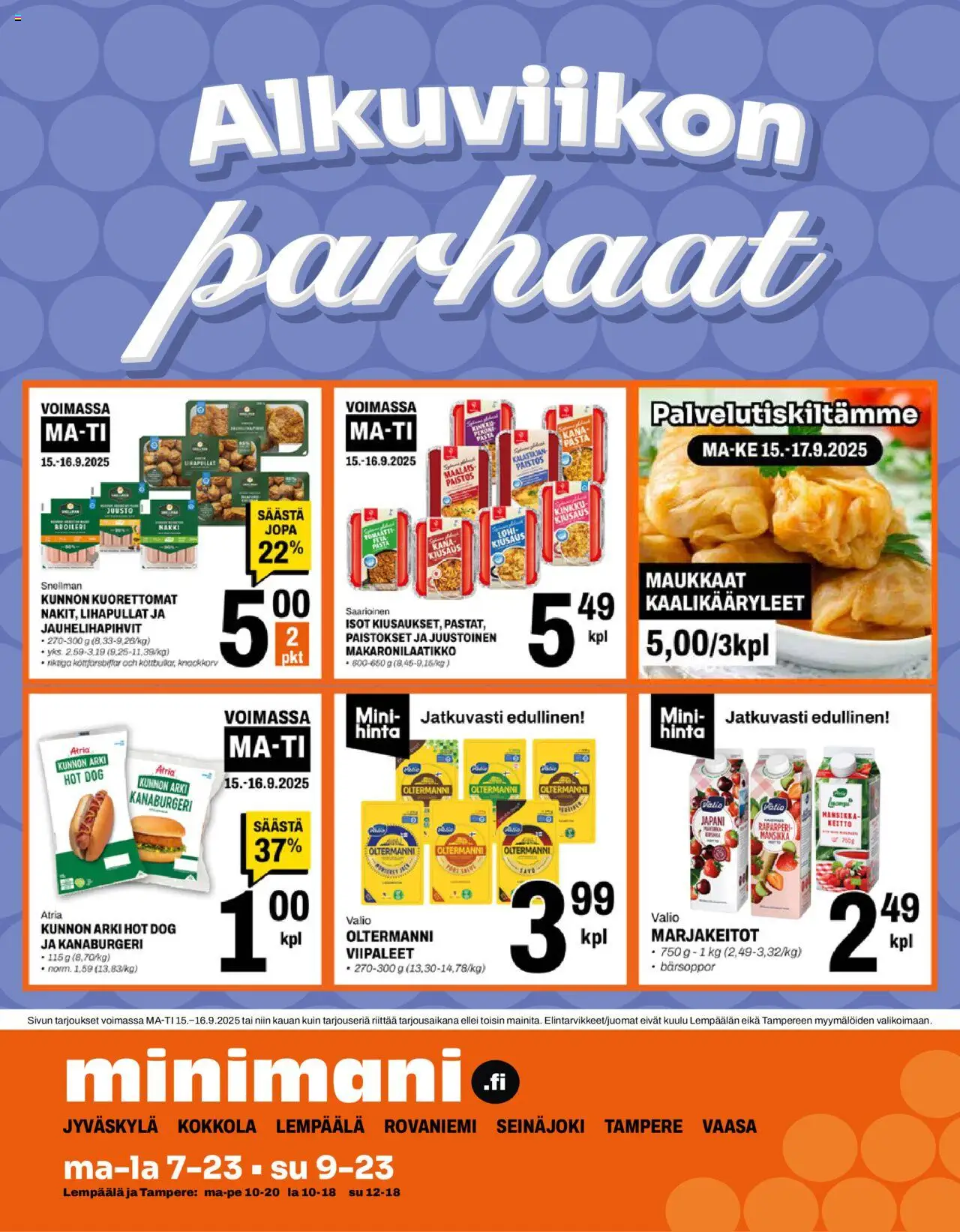 Minimani tarjoukset - sivu 1- voimassa alkaen 15/09/2025