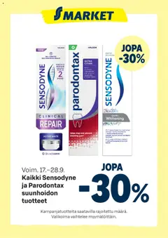 Esikatselu S-market tarjoukset Sensodyne ja Parodontax voimassa alkaen 17/09/2025