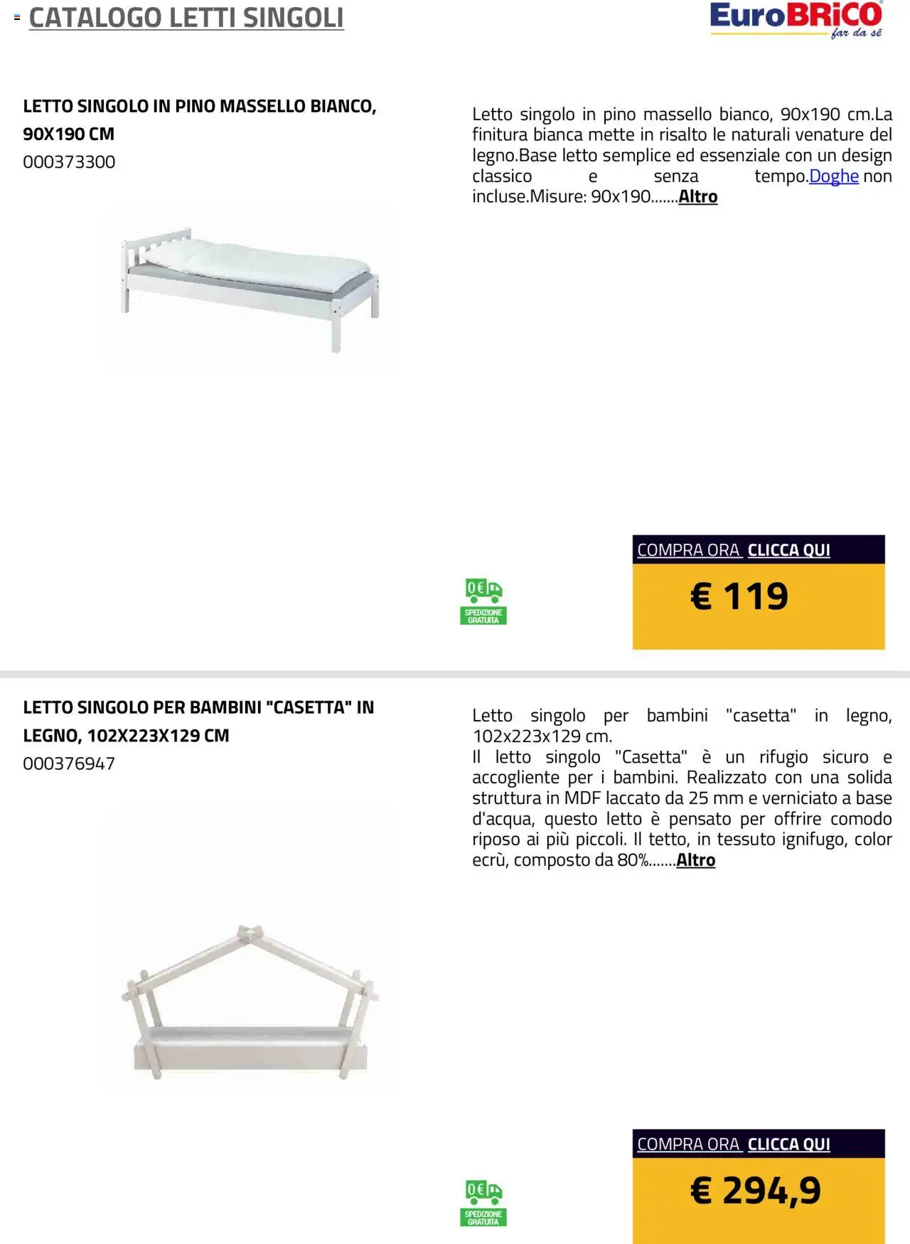 Eurobrico Letti Singoli catalogo - pagina 7 - valido dal 23/07/2025