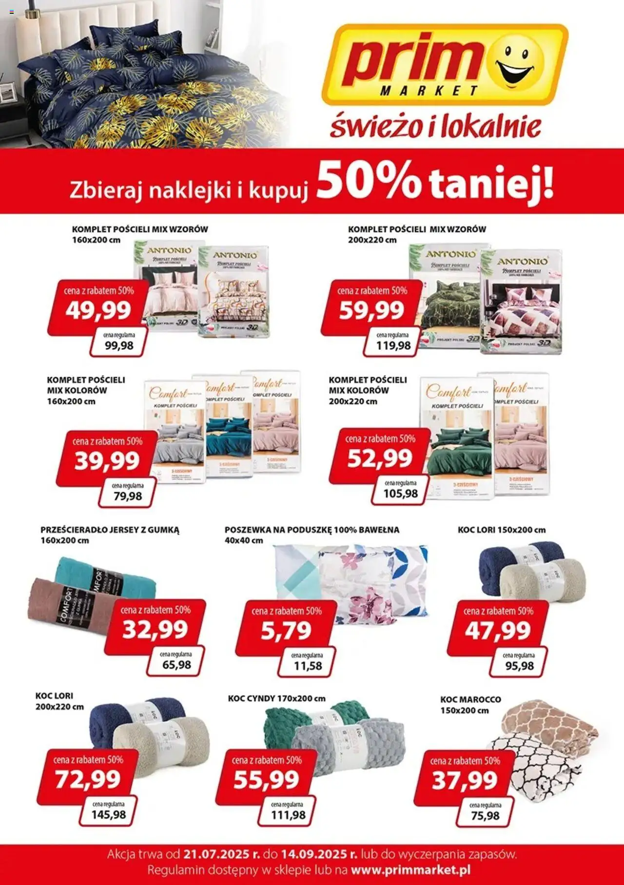 Prim Market Promocja - Akcja Lojalnościowa Pościele Koce Tekstim - strona 1- ważny od 21.07.2025