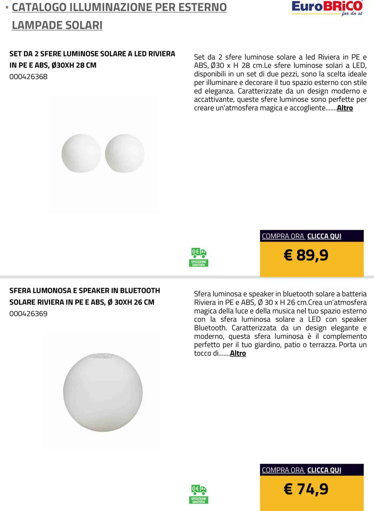 Eurobrico Illuminazione da esterno Lampade Solari catalogo - pagina 40 - valido dal 23/07/2025