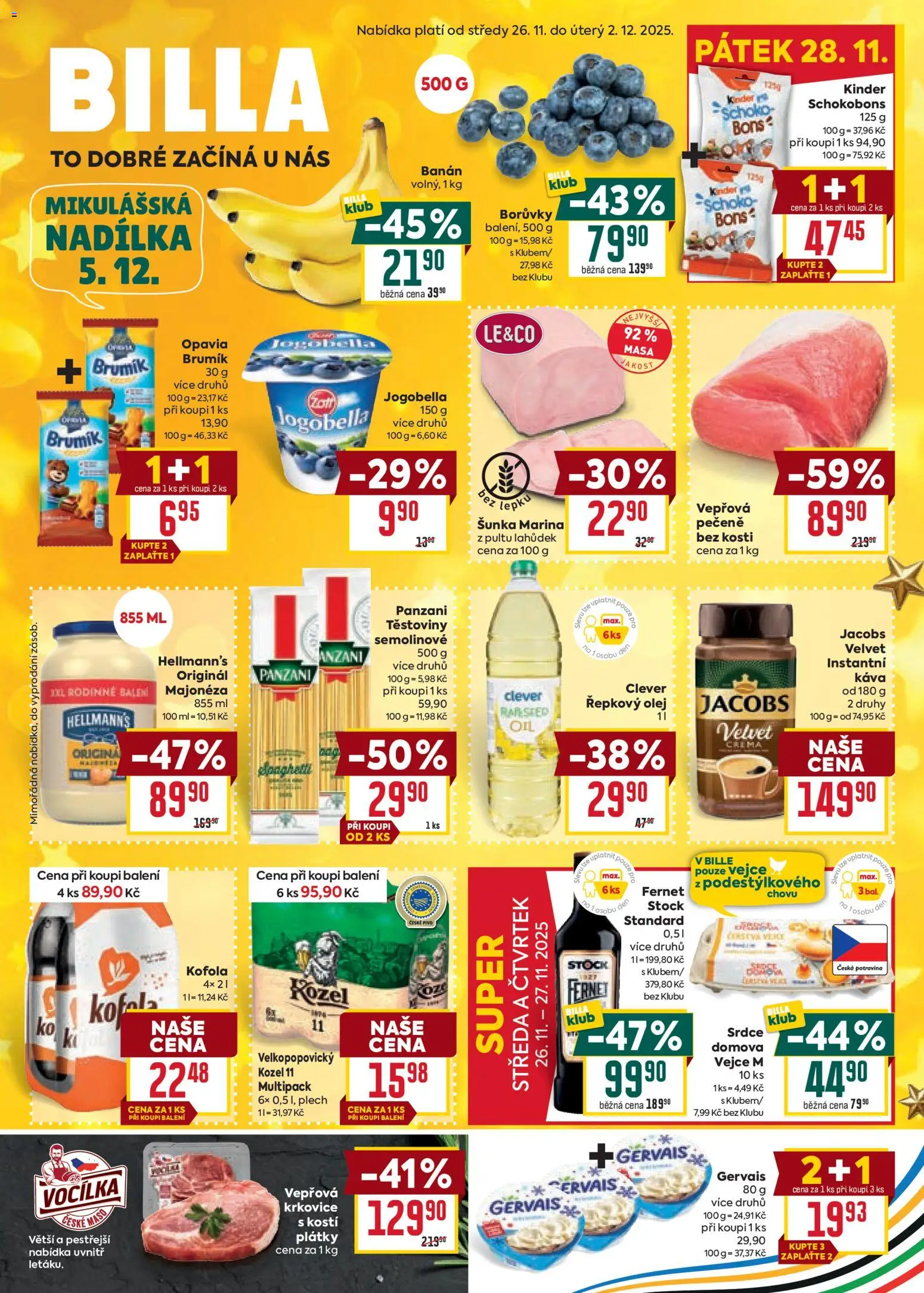 Billa Velký leták - strana 1- platný od 26.11.2025