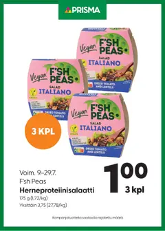 Esikatselu Prisma tarjoukset herneproteiinisalaatti voimassa alkaen 09/07/2025