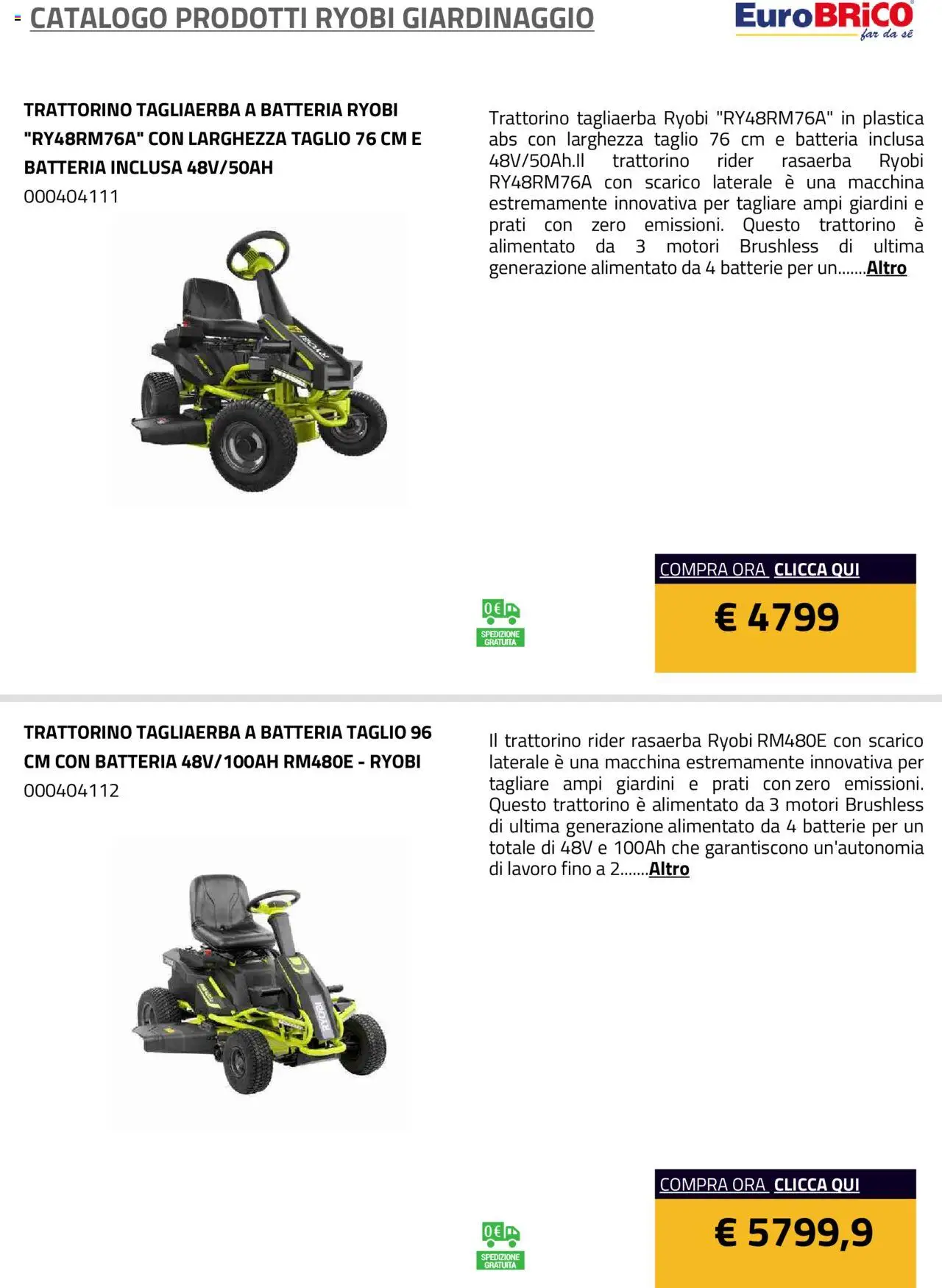 Eurobrico Prodotti Ryobi Giardinaggio catalogo - pagina 42 - valido dal 23/07/2025
