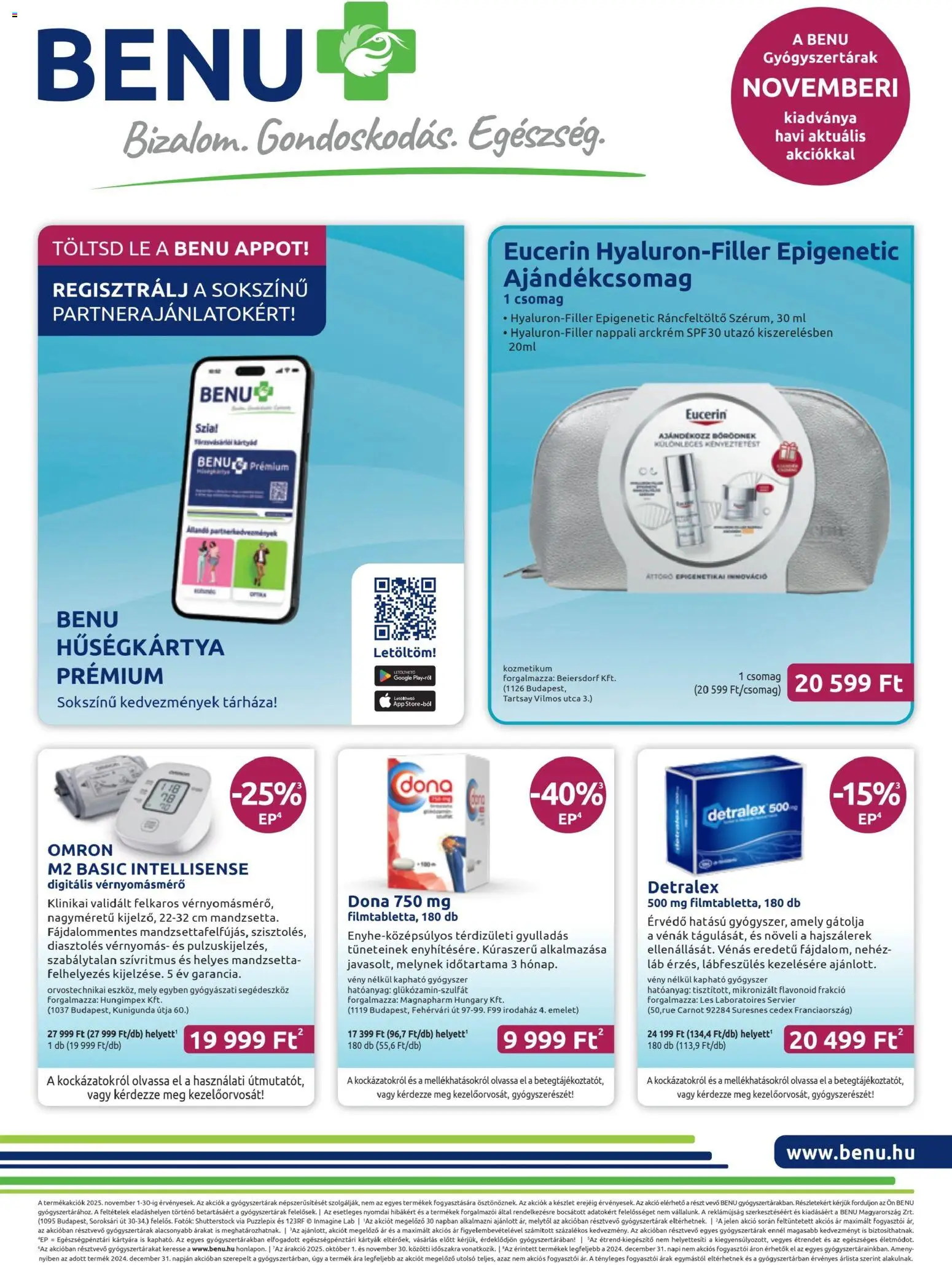 BENU Gyógyszertárak Akciós újság - 1oldal - érvényes 2025.11.01.-tól