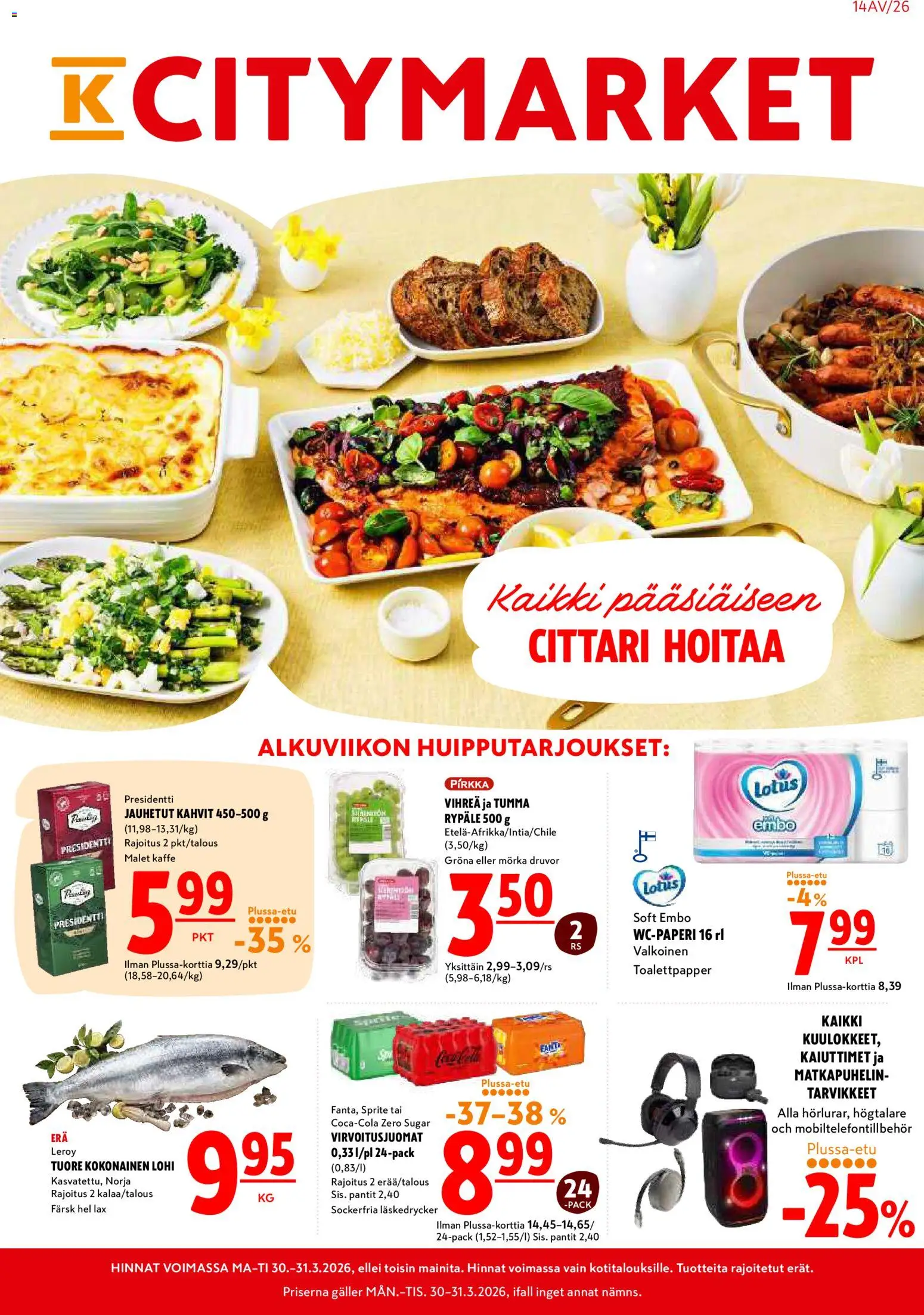 K-Citymarket tarjoukset - sivu 1- voimassa alkaen 30/03/2026