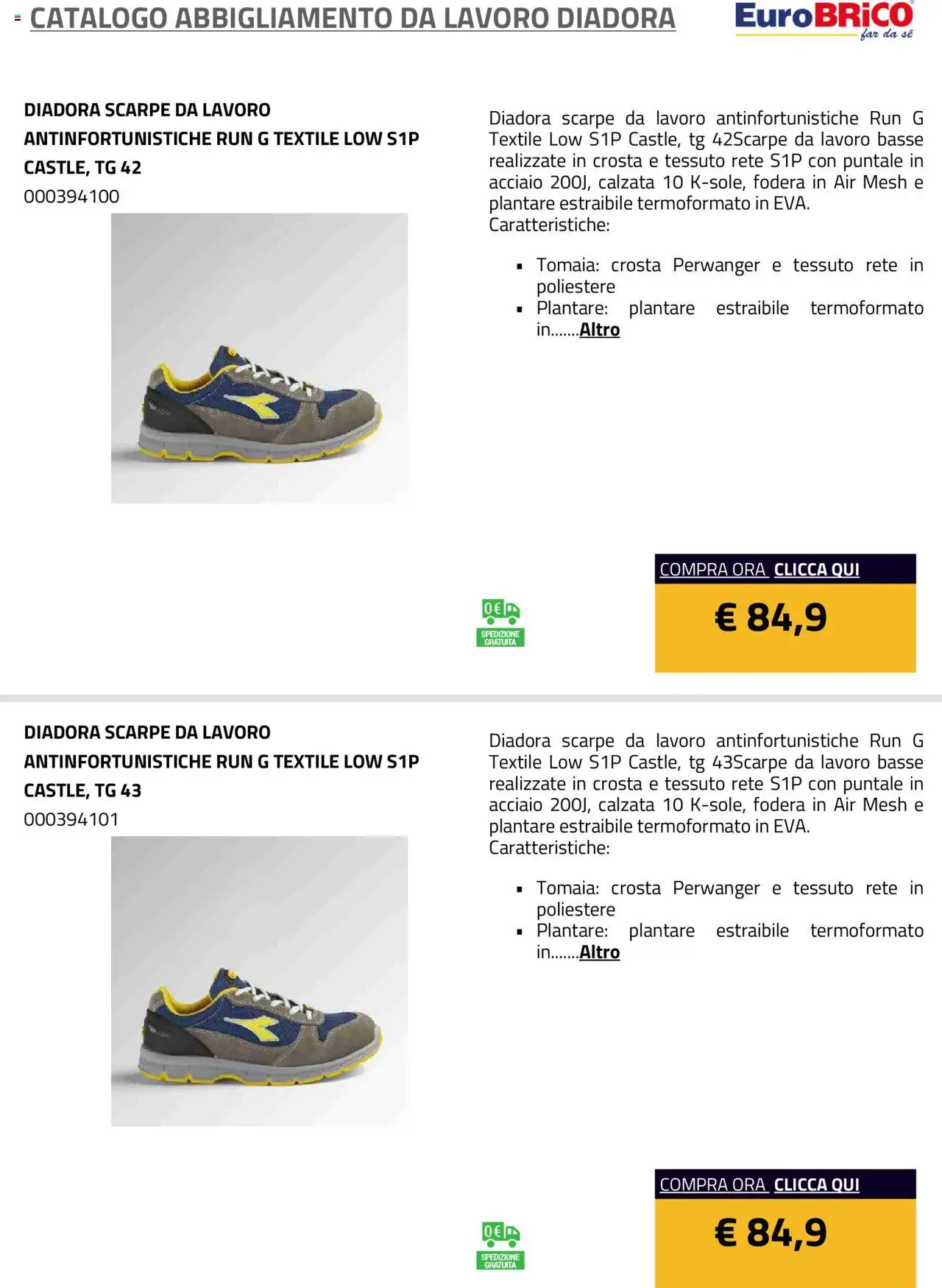 Eurobrico Abbigliamento da Lavoro Diadora catalogo - pagina 42 - valido dal 23/07/2025