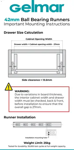 Preview Gelmar 42mm Ball Bearing Runners valid from 01/05/2025