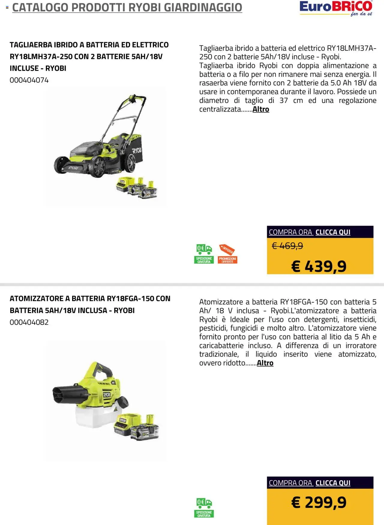 Eurobrico Prodotti Ryobi Giardinaggio catalogo - pagina 33 - valido dal 23/07/2025