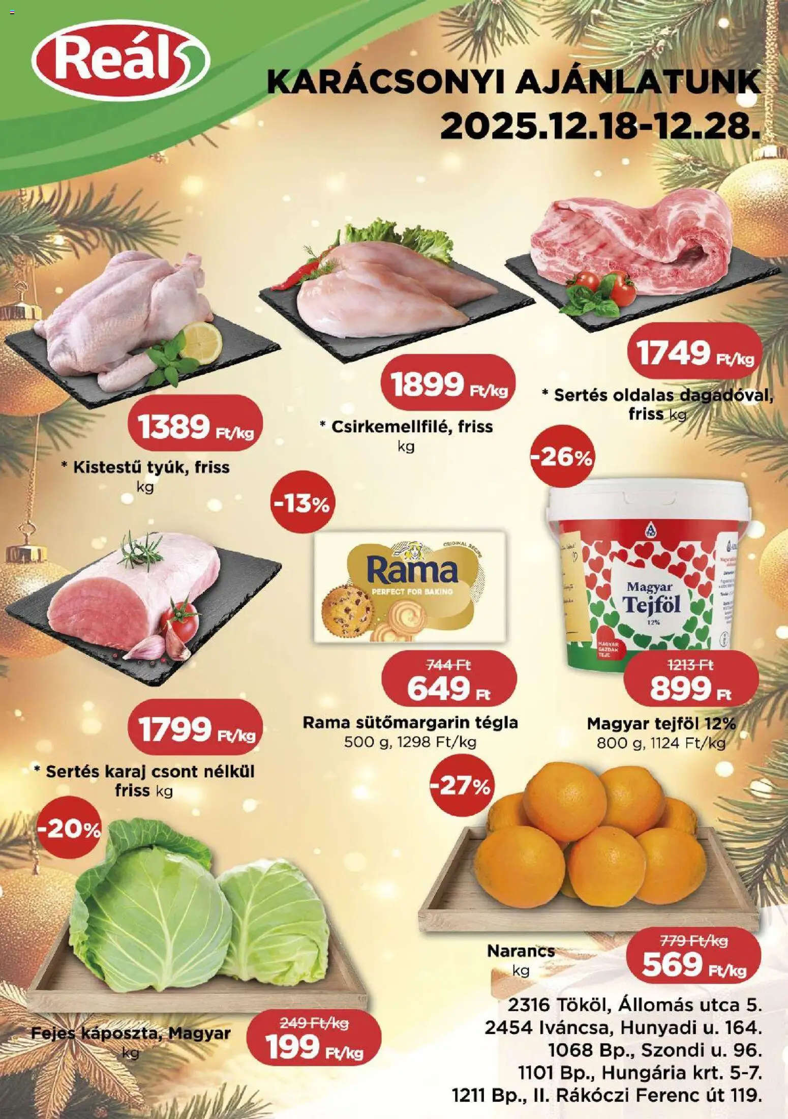 Reál Bevásárló hétvége - Pest megye - 1oldal - érvényes 2025.12.18.-tól