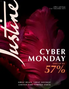Preview Justine - Cyber Monday valid from 01/12/2025