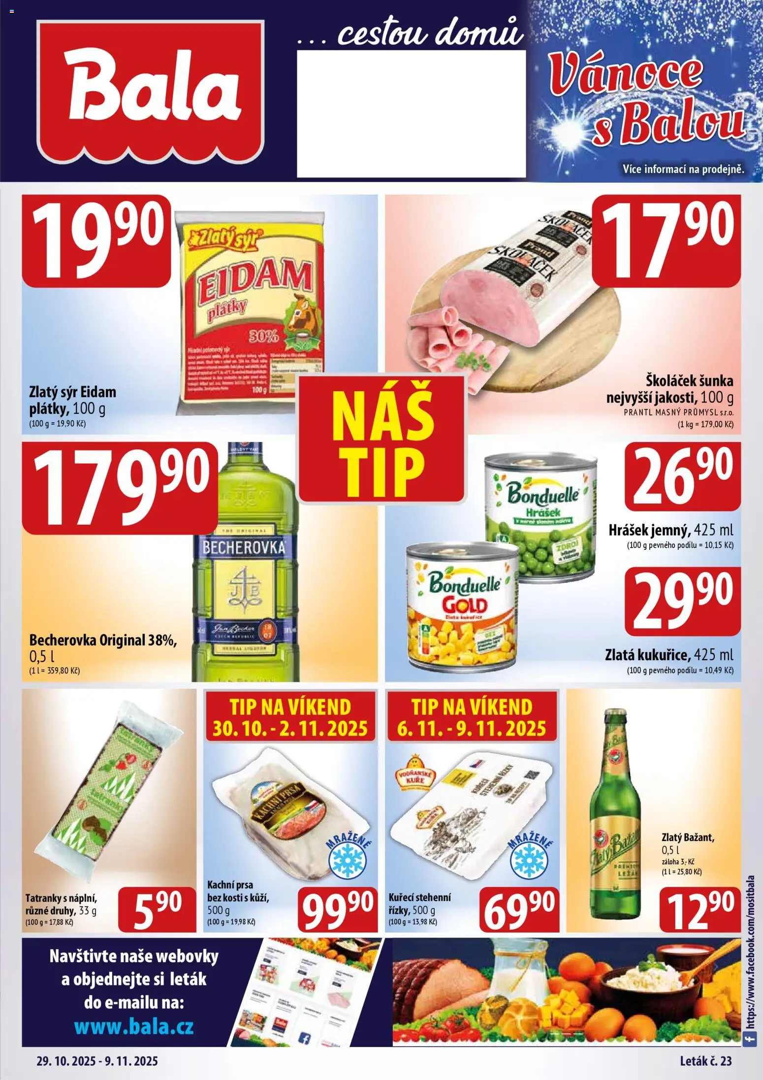 BALA velký leták - strana 1- platný od 29.10.2025