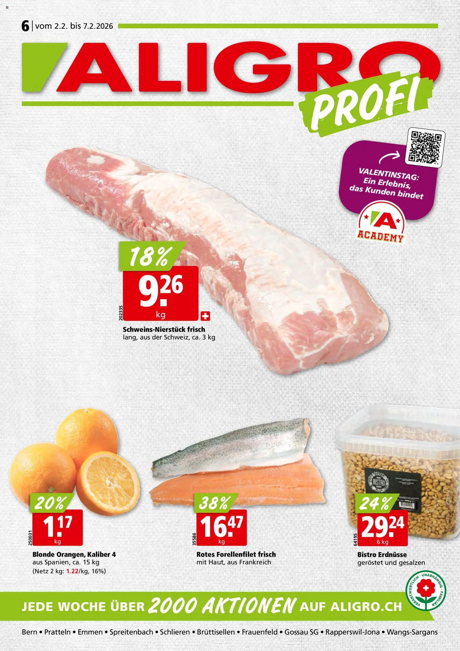 Aligro Aktionen Schlieren, Gossau SG, Frauenfeld, Rapperswil-Jona, Sargans, Bern, Brüttisellen, Pratteln, Emmen, Spreitenbach - Seite 1- gültig ab 02.02.2026