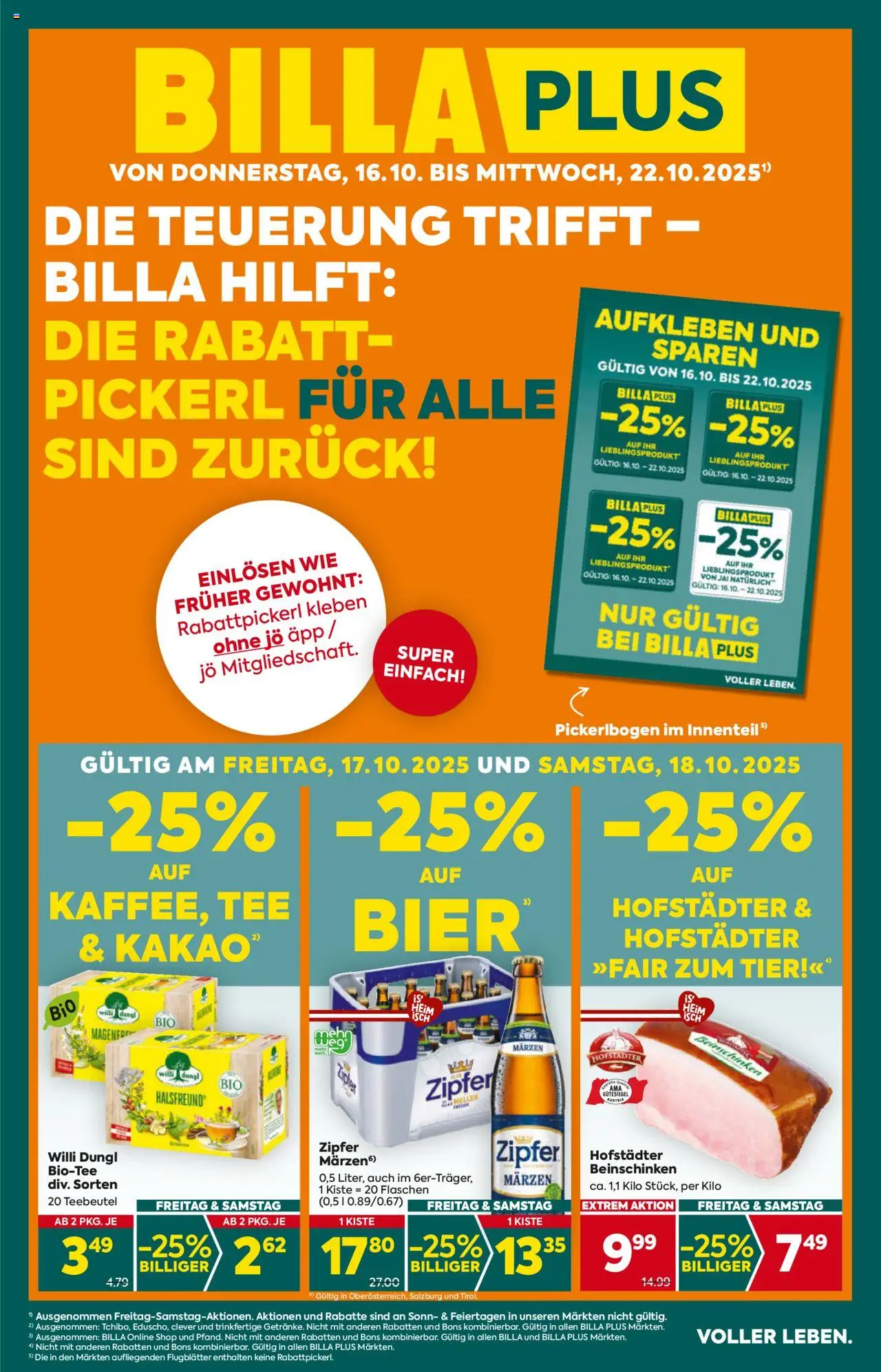 Billa Plus Flugblatt - Oberösterreich - Seite 1- gültig ab 16.10.2025