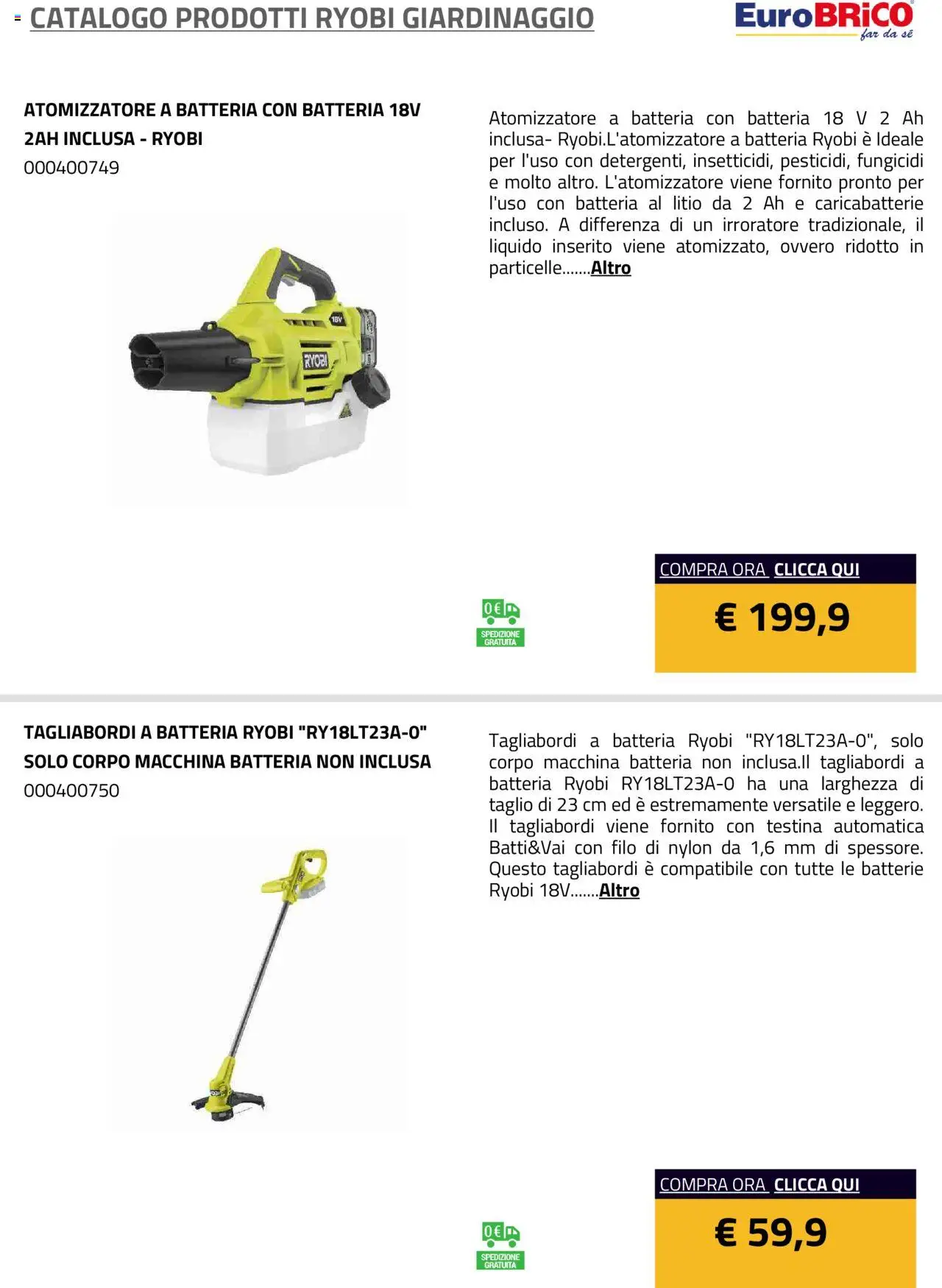 Eurobrico Prodotti Ryobi Giardinaggio catalogo - pagina 23 - valido dal 23/07/2025