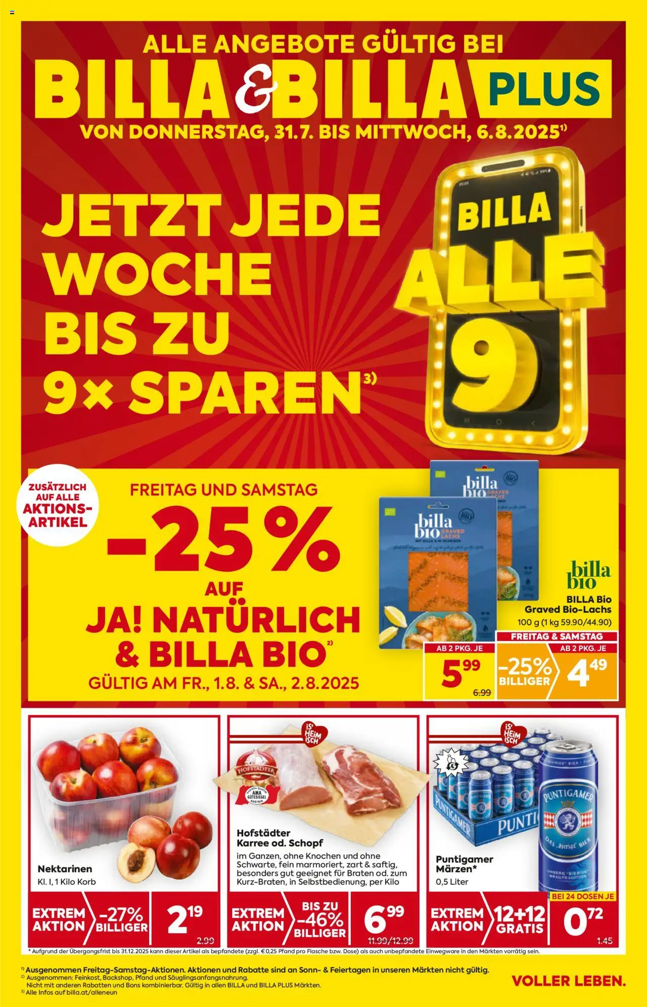 Billa Flugblatt - Kärnten - Seite 1- gültig ab 31.07.2025