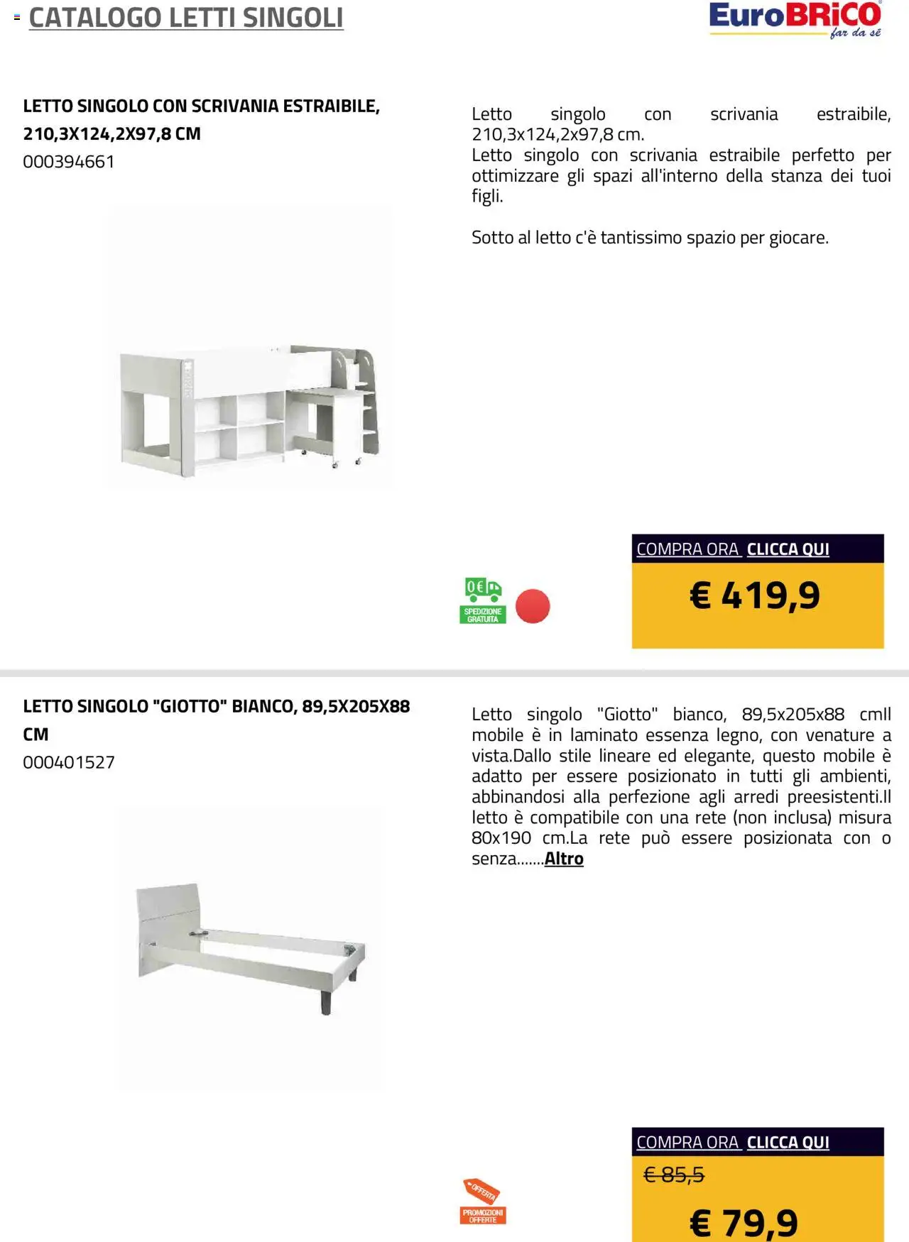 Eurobrico Letti Singoli catalogo - pagina 9 - valido dal 23/07/2025