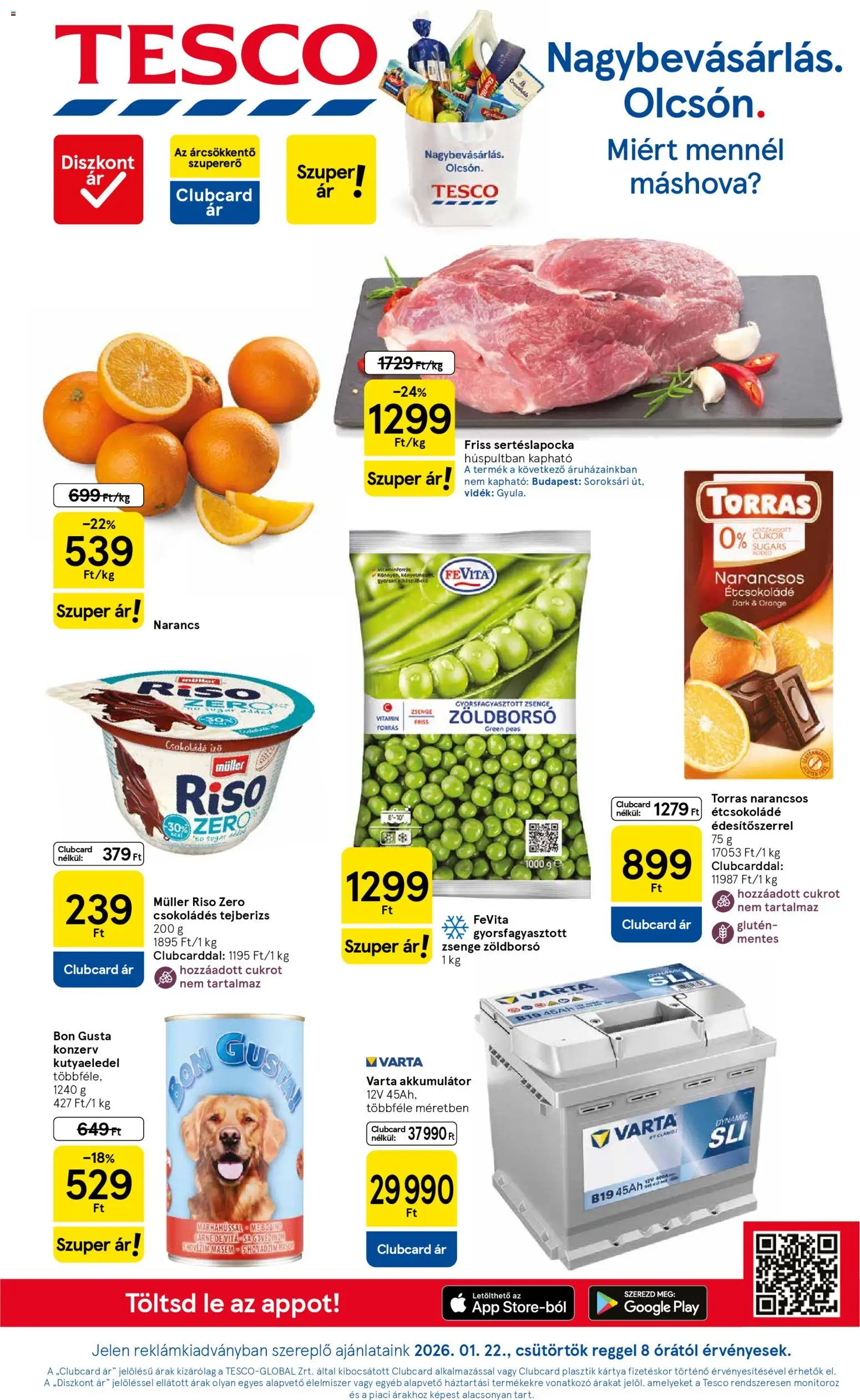 Tesco Hipermarket - Akciós újság  - 1oldal - érvényes 2026.01.22.-tól