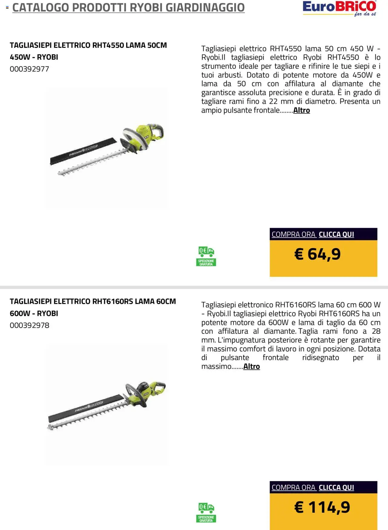 Eurobrico Prodotti Ryobi Giardinaggio catalogo - pagina 13 - valido dal 23/07/2025