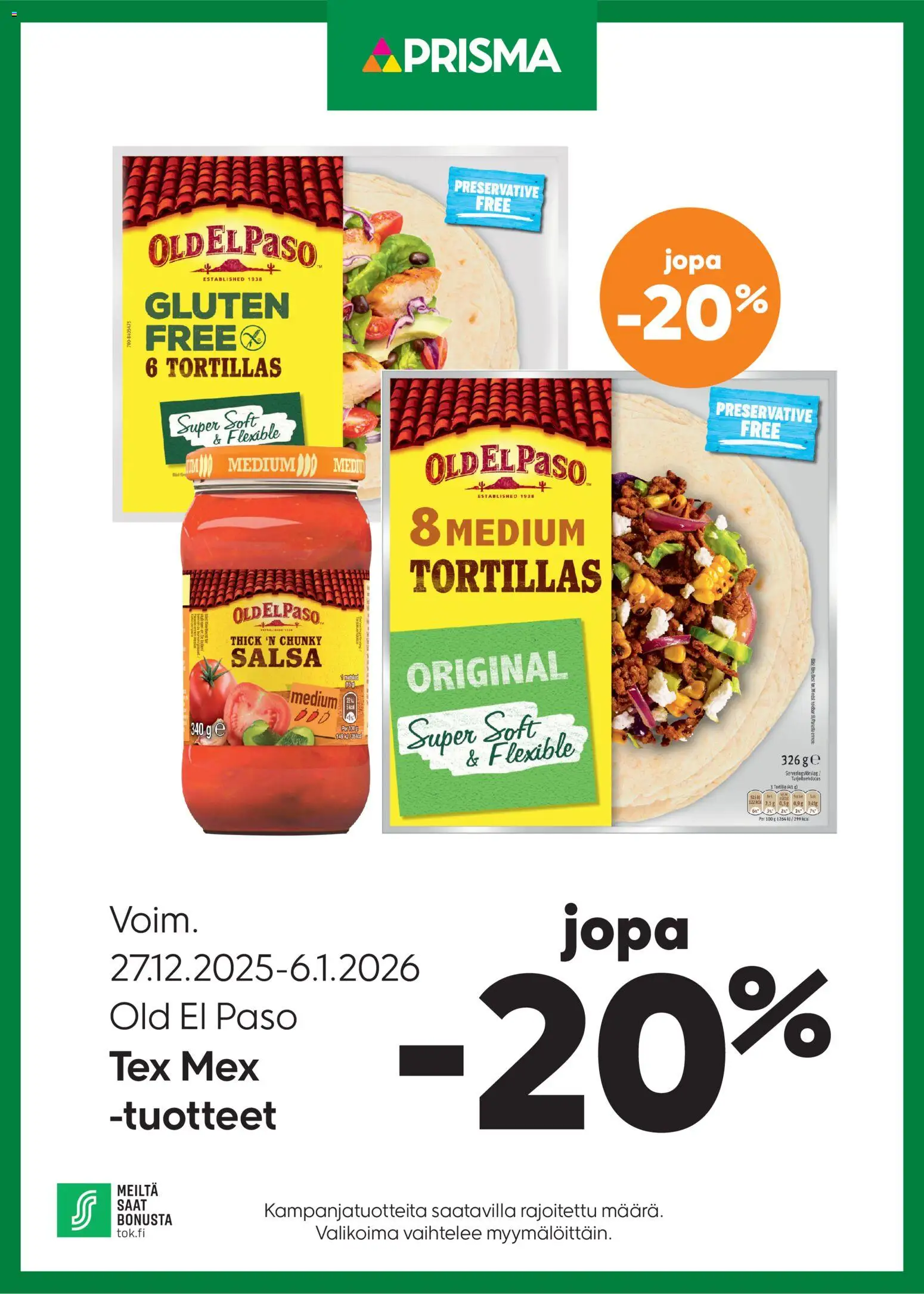 Prisma tarjoukset Old El Paso - sivu 1- voimassa alkaen 27/12/2025