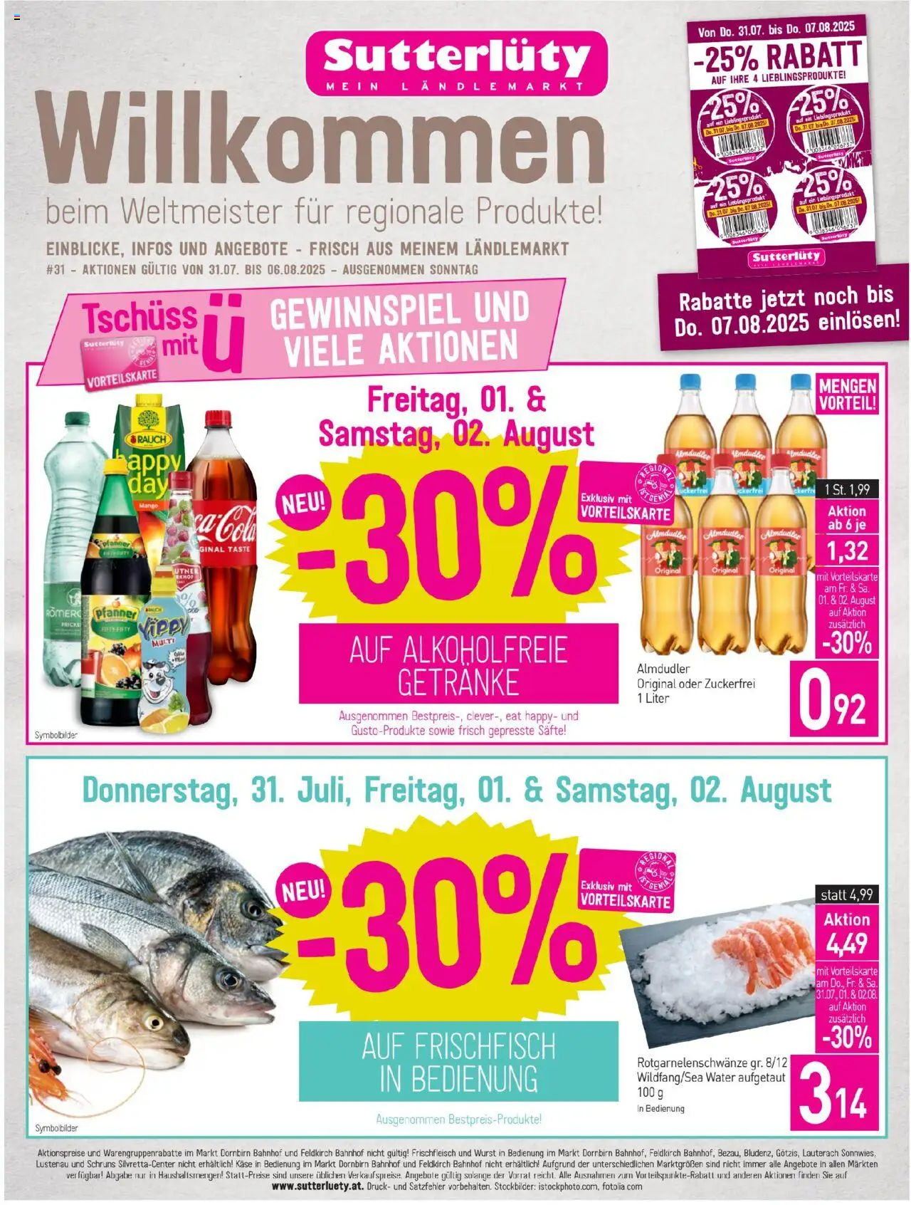 Sutterlüty Flugblatt - Seite 1- gültig ab 31.07.2025