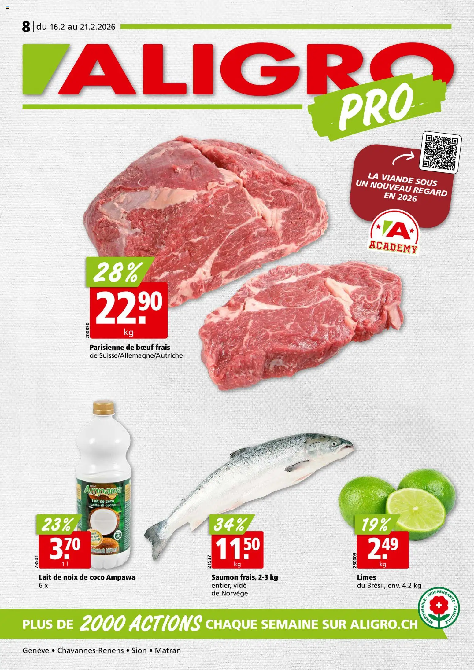 Aligro Aktionen Chavannes, Matran, Genève, Sion - Seite 1- gültig ab 16.02.2026