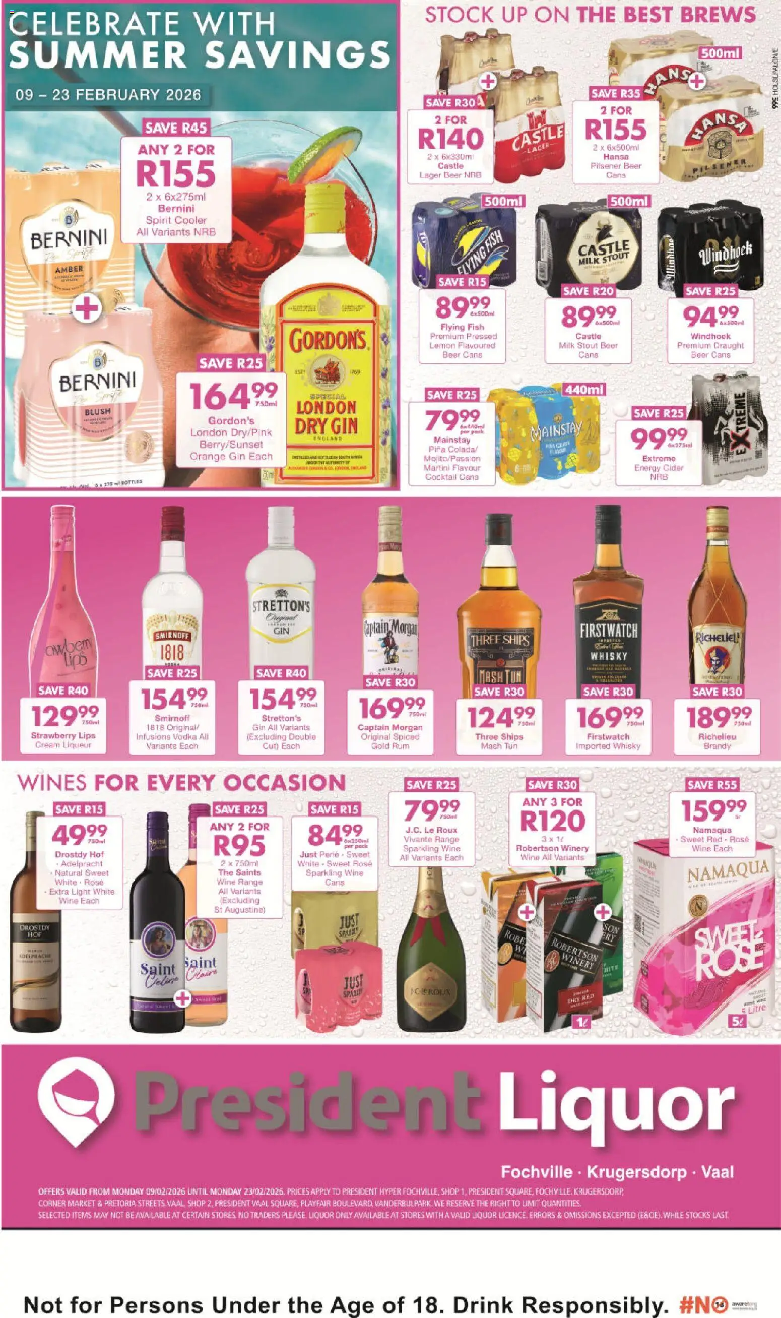 President Hyper Summer Liquor Specials - page 1- valid from 09/02/2026