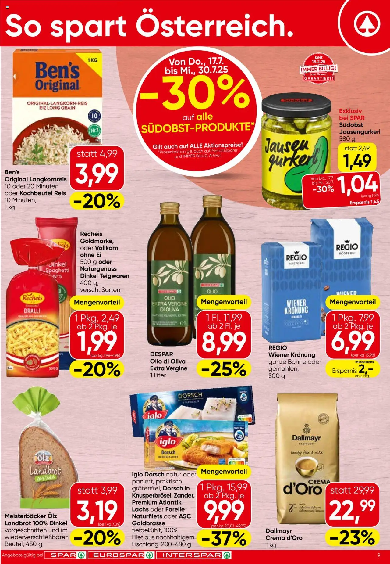 Spar Flugblatt - Oberösterreich - Seite 9- gültig ab 17.07.2025