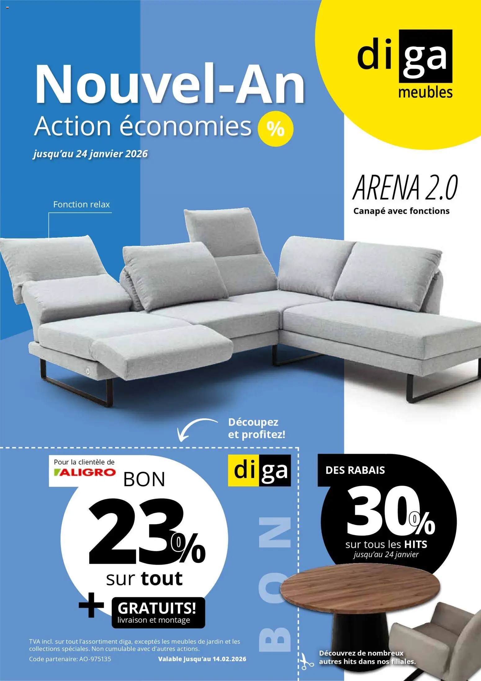 Aligro Aktionen Diga Chavannes, Matran, Genève, Sion, Schlieren, Gossau SG, Frauenfeld, Rapperswil-Jona, Sargans, Bern, Brüttisellen, Prattel - Seite 1- gültig ab 01.01.2026