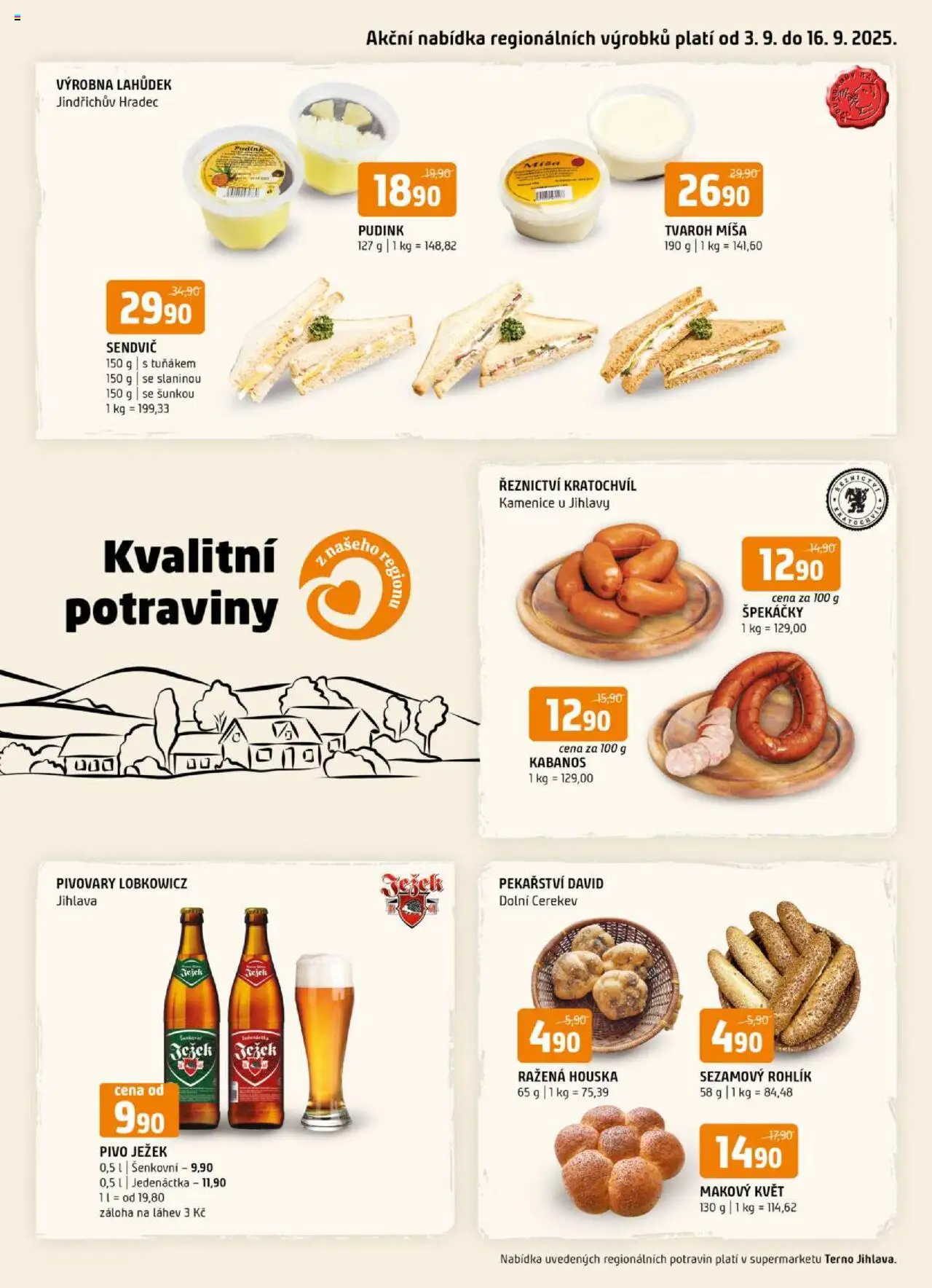 Terno leták - Kvalitní potraviny z našeho regionu - strana 1- platný od 03.09.2025