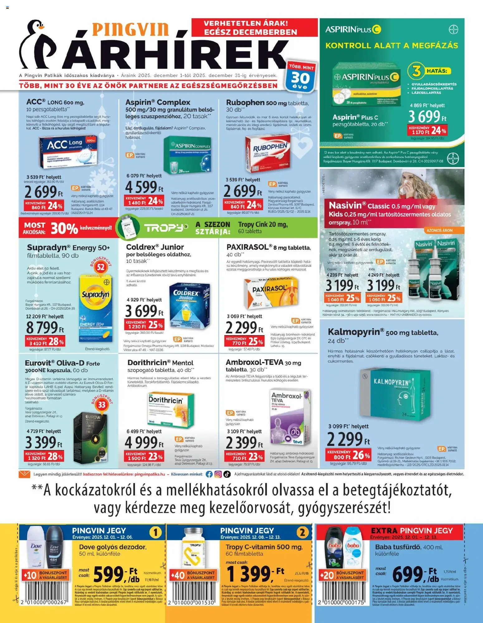 Pingvin Patika Akciós újság - 1oldal - érvényes 2025.12.01.-tól