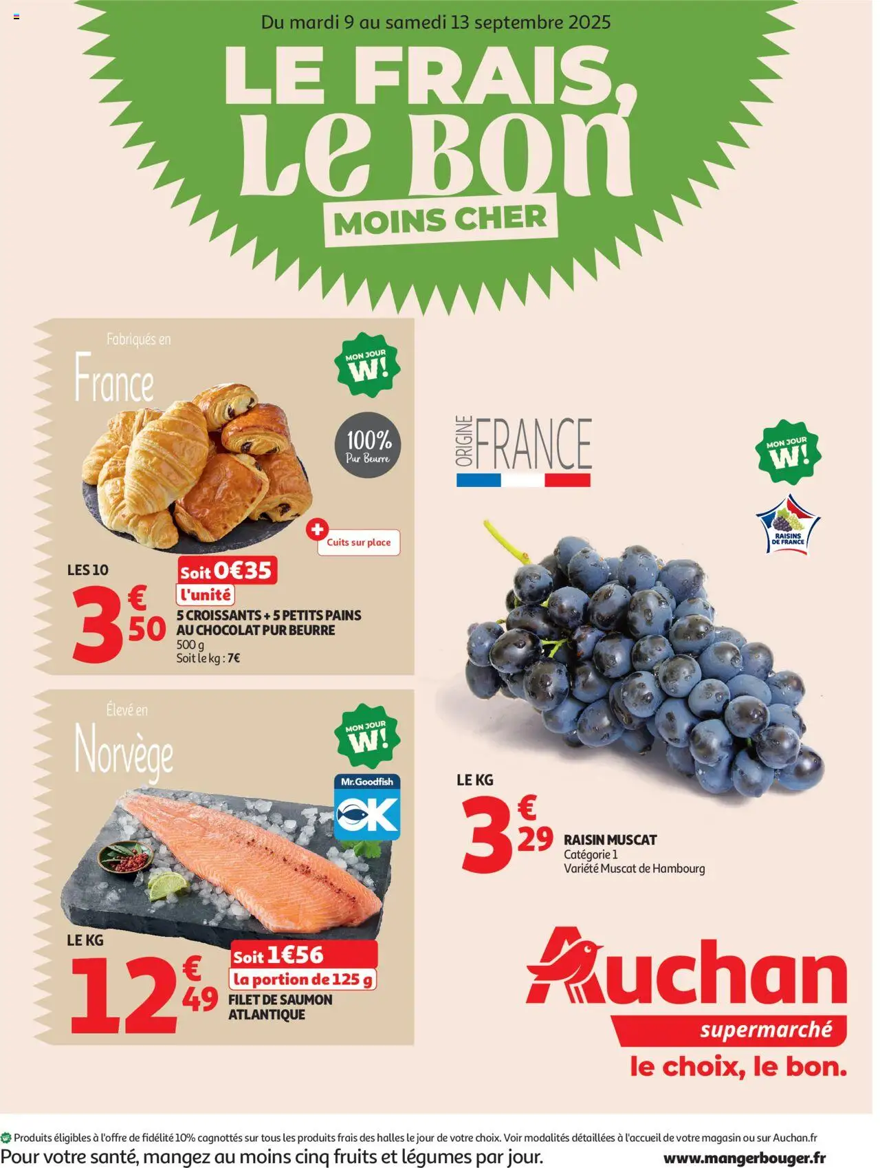 Auchan - Le frais, le bon moins cher - pagina 1- geldig vanaf 09/09/2025