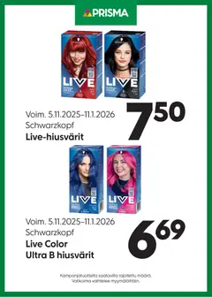 Esikatselu Prisma tarjoukset hiusvärit voimassa alkaen 05/11/2025