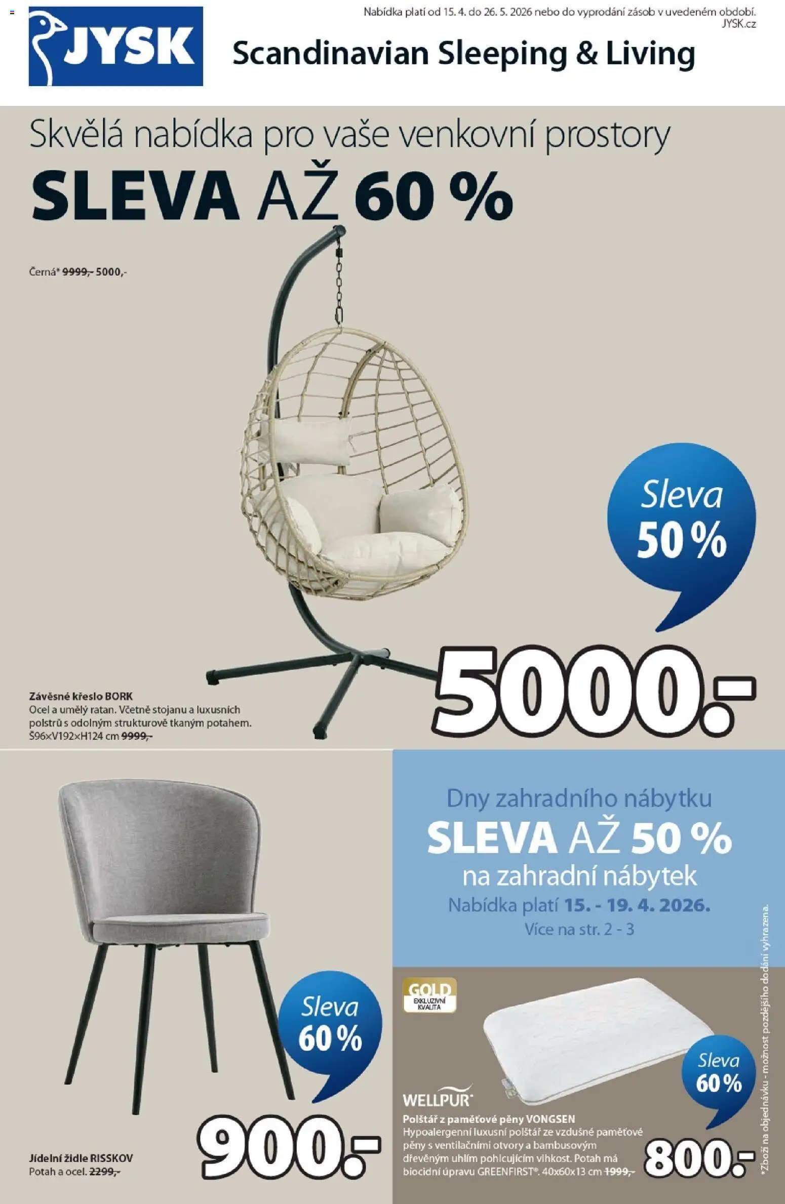 JYSK leták - strana 1- platný od 15.04.2026