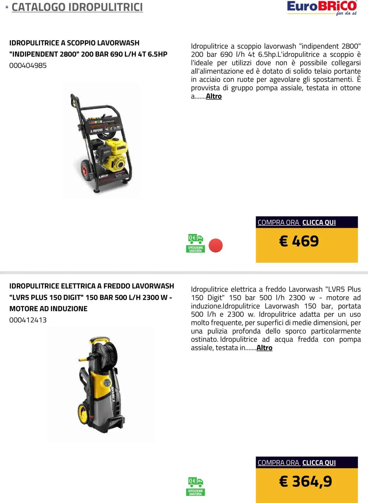 Eurobrico Idropulitrici catalogo - pagina 20 - valido dal 23/07/2025