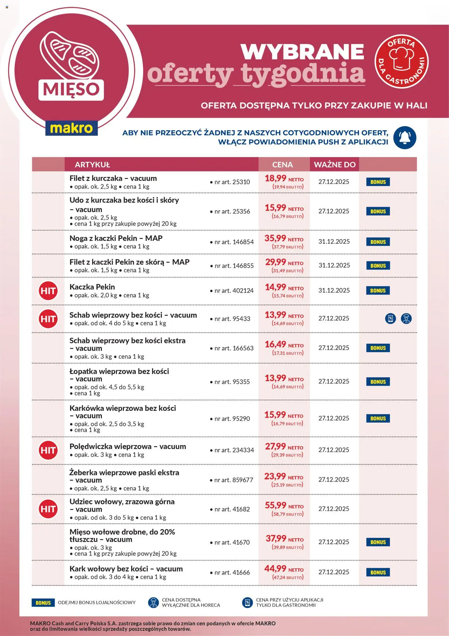 Makro - Wybrane oferty tygodnia - strona 1- ważny od 22.12.2025
