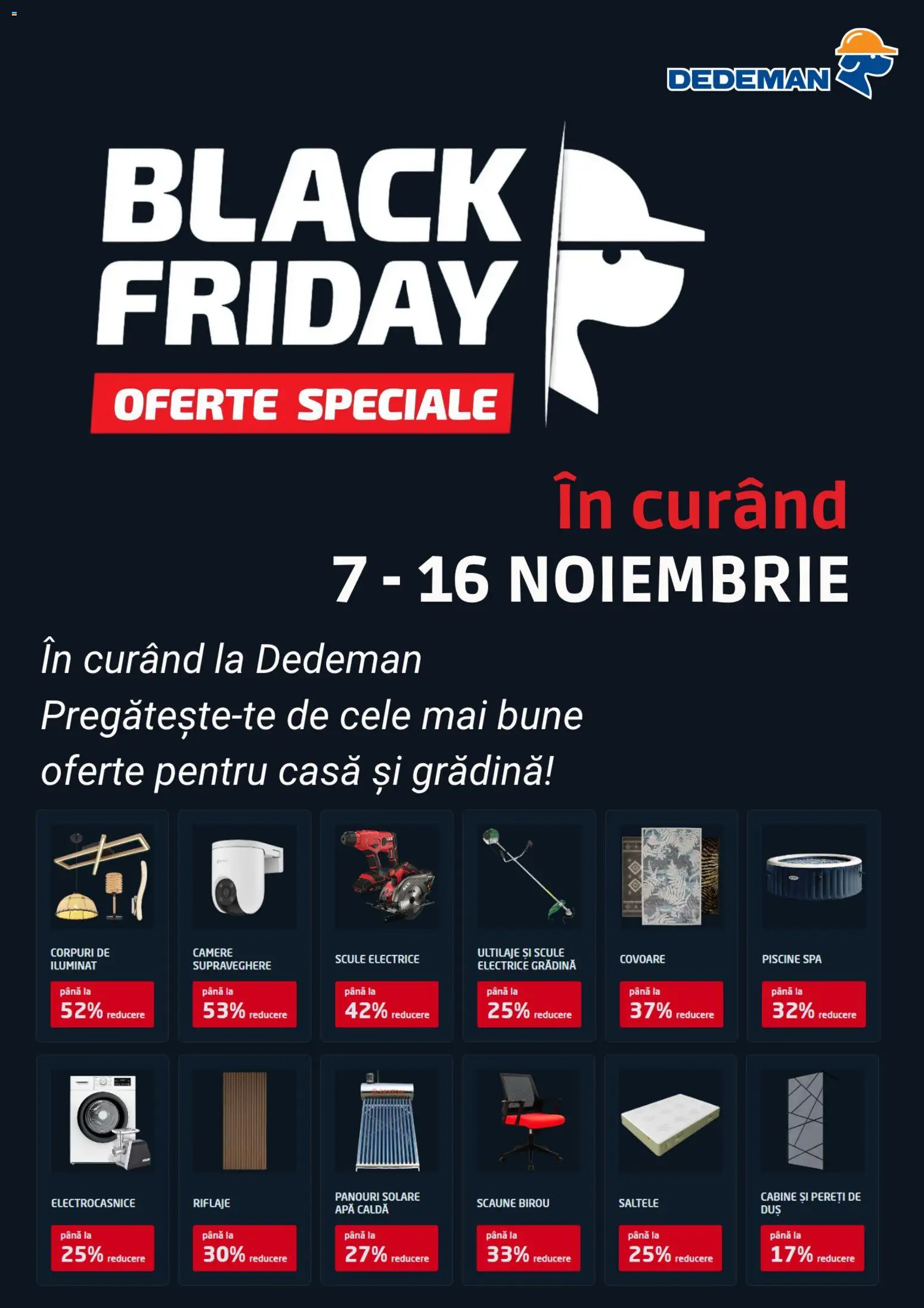 Dedeman Black Friday notificarea - pagina 1- valabil de la 31.10.2025