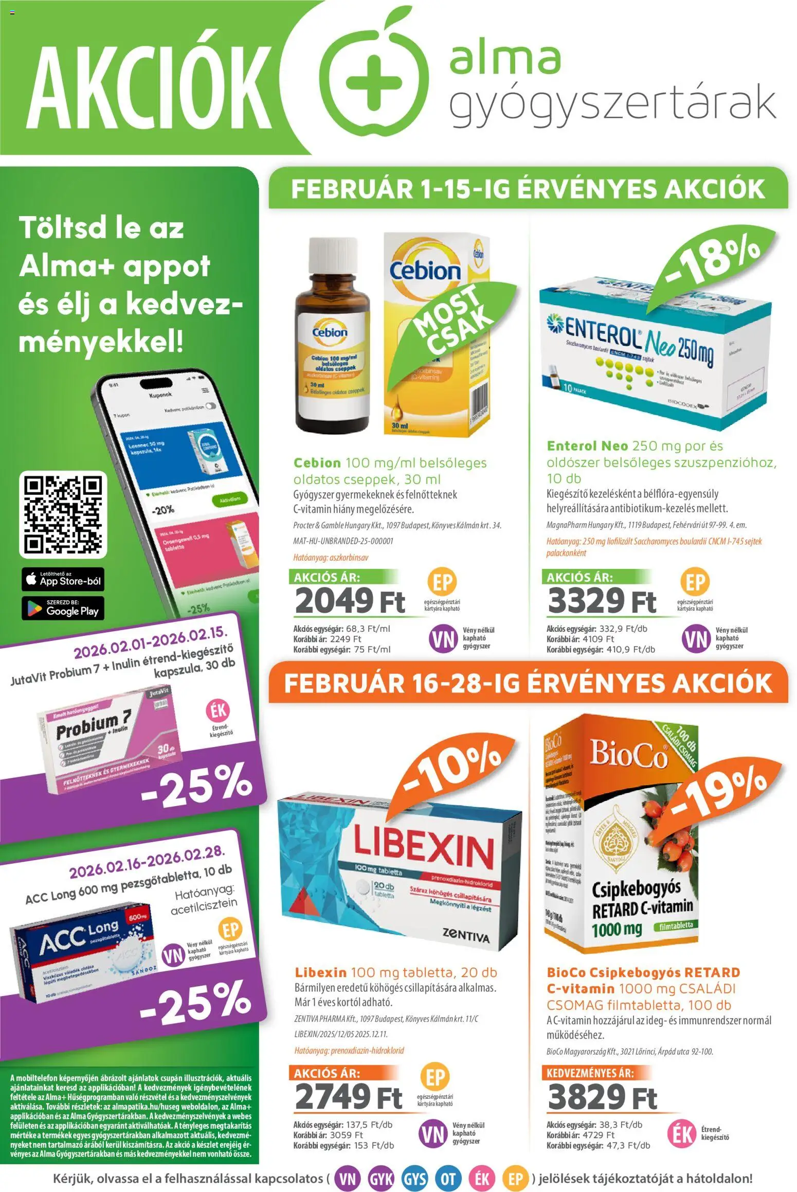Alma Gyógyszertárak Akciós újság - 1oldal - érvényes 2026.02.01.-tól