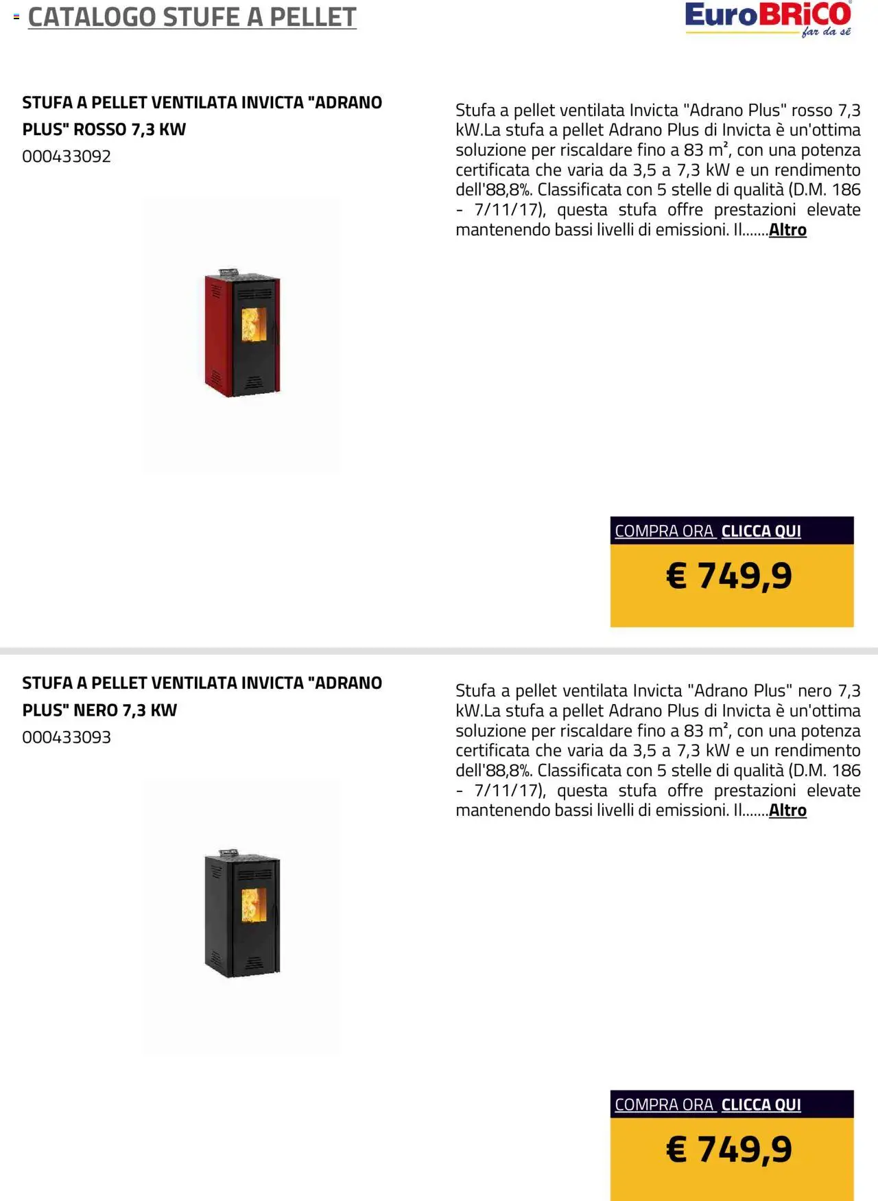 Eurobrico Stufe a Pellet catalogo - pagina 45 - valido dal 23/07/2025