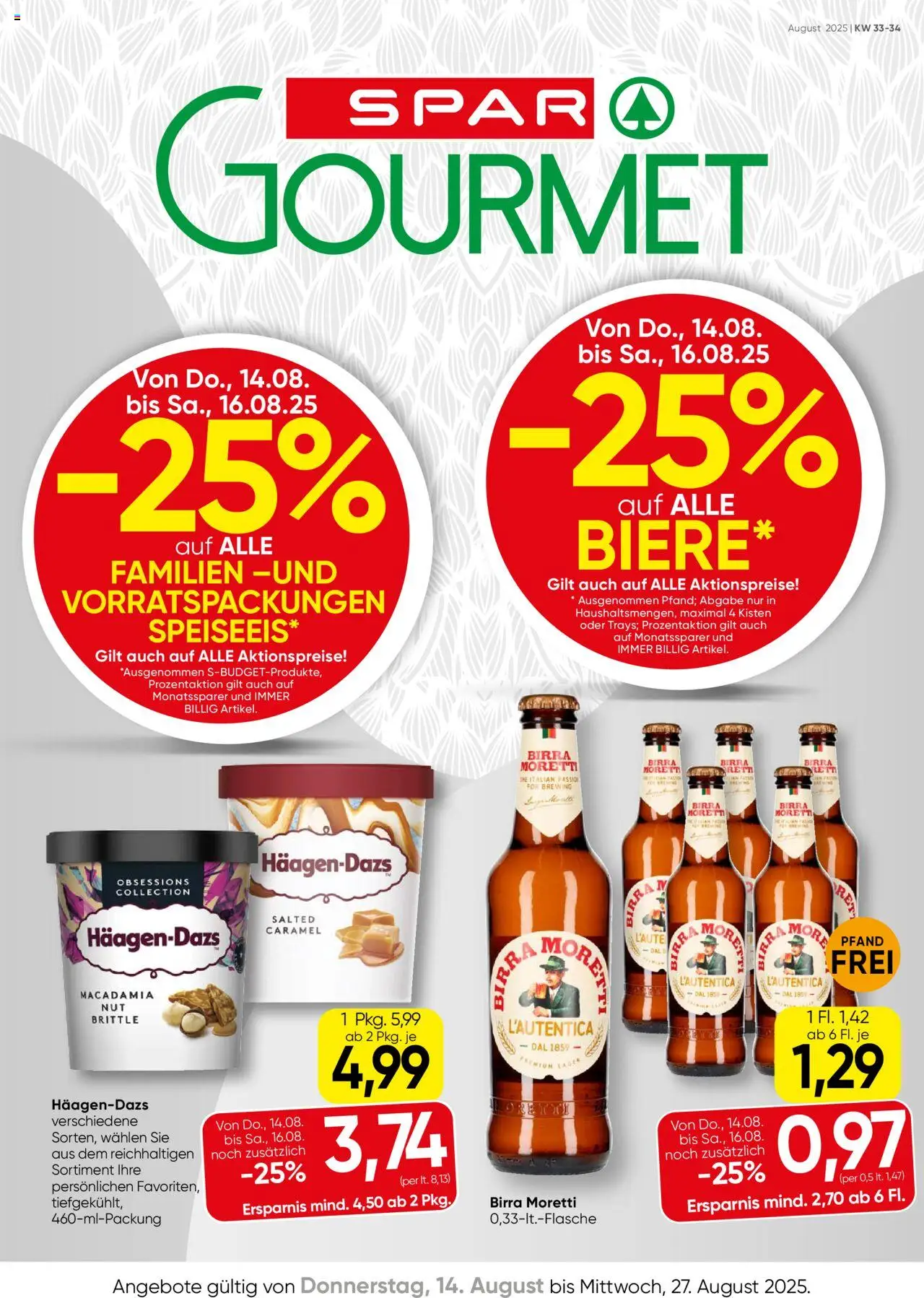 SPAR Gourmet Flugblatt Wien - Seite 1- gültig ab 14.08.2025