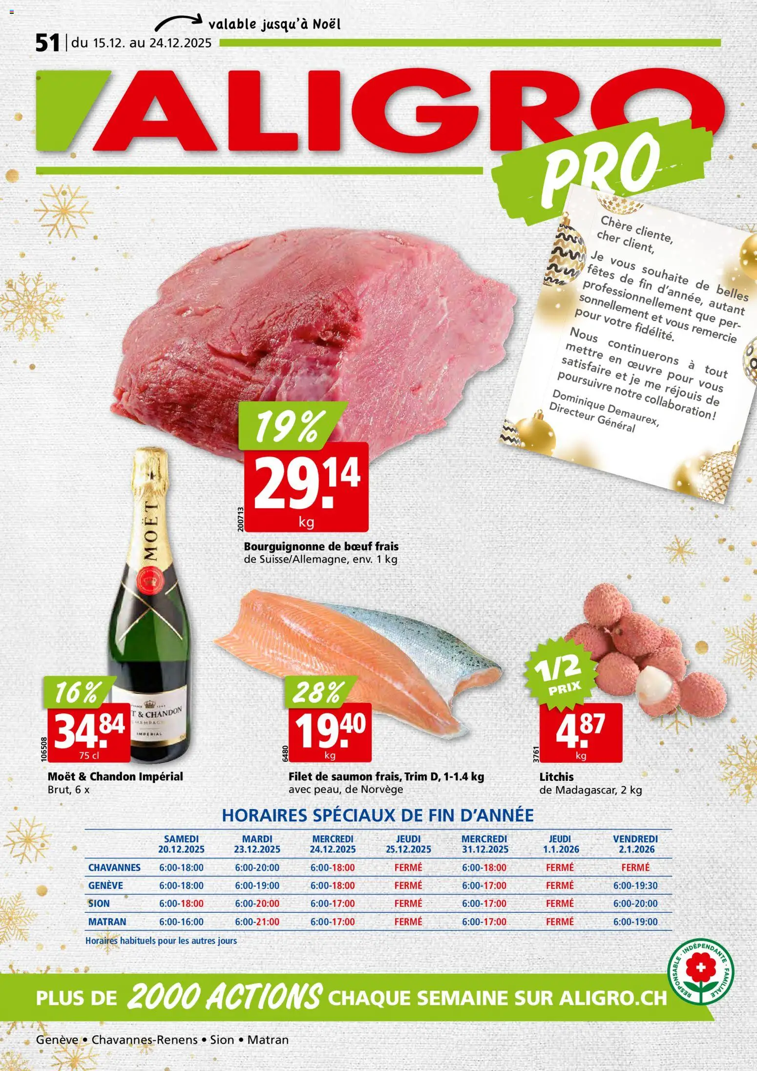 Aligro Aktionen Chavannes, Matran, Genève, Sion - Seite 1- gültig ab 15.12.2025
