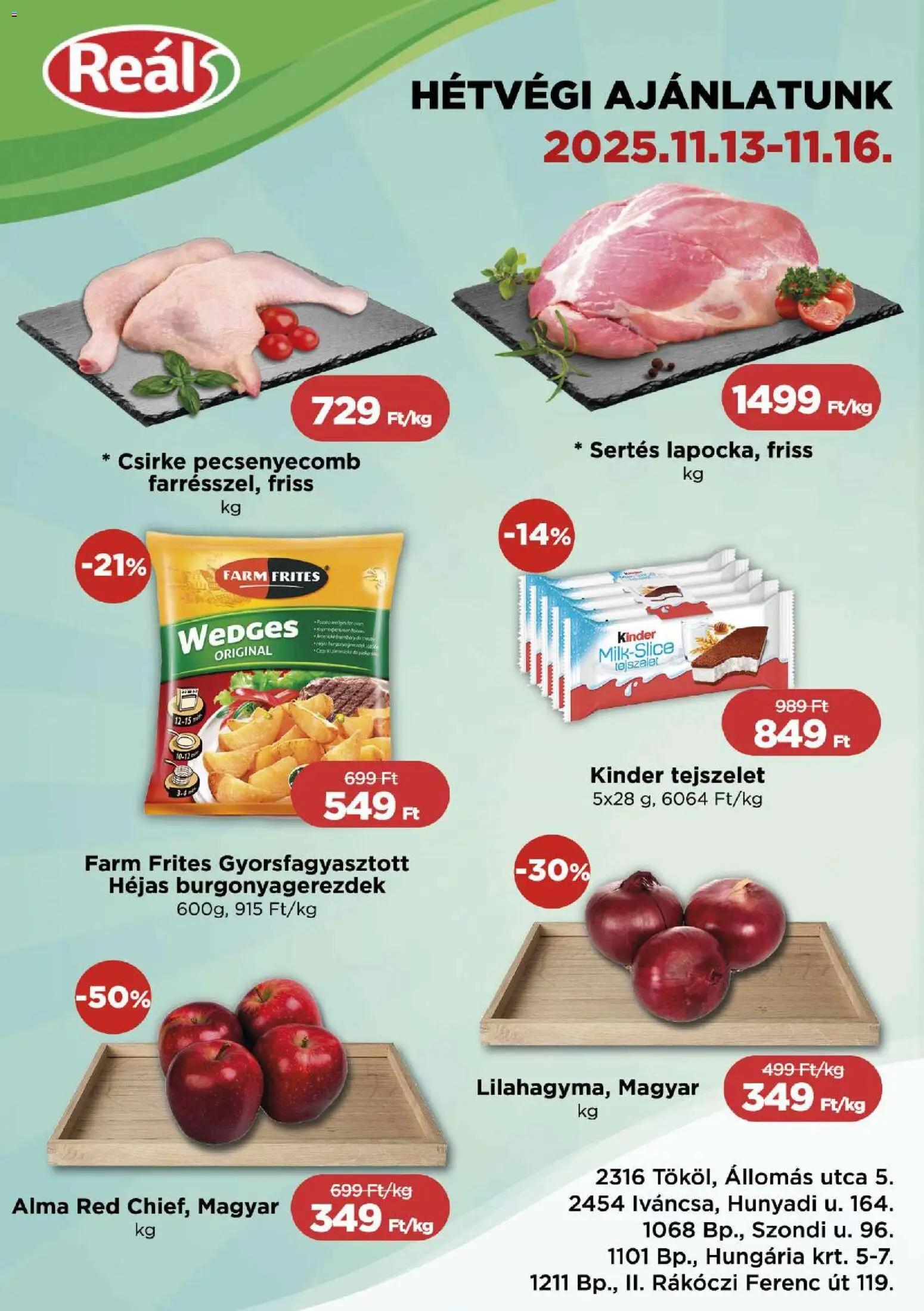 Reál Bevásárló hétvége - Pest megye - 1oldal - érvényes 2025.11.13.-tól