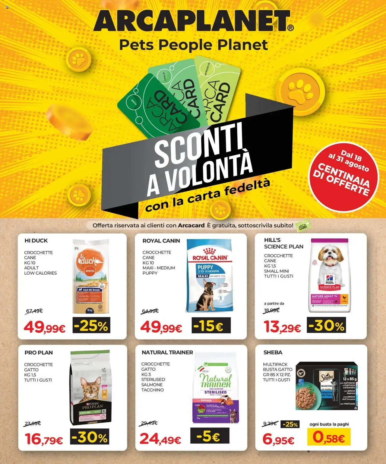 Volantino Arcaplanet	 - pagina 1 - valido dal 18/08/2025