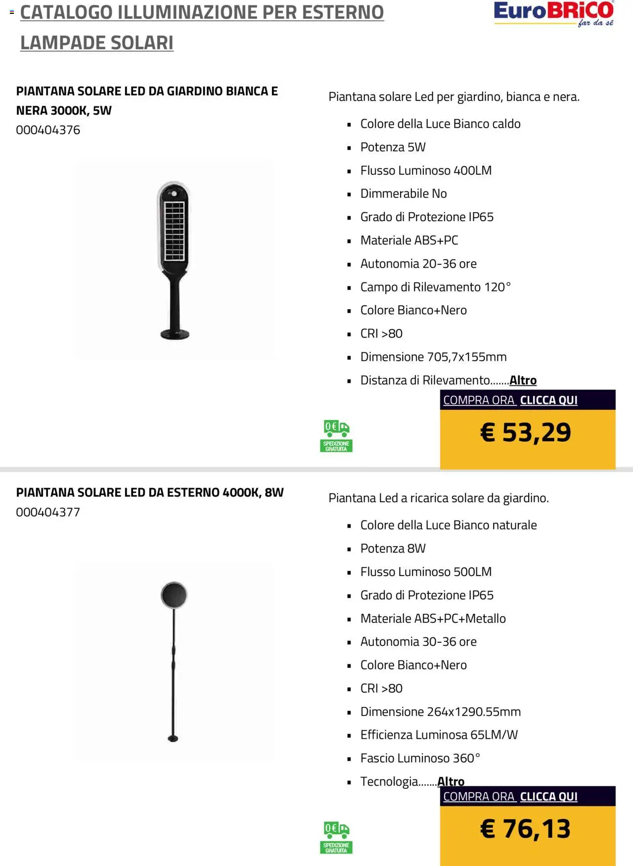 Eurobrico Illuminazione da esterno Lampade Solari catalogo - pagina 17 - valido dal 23/07/2025
